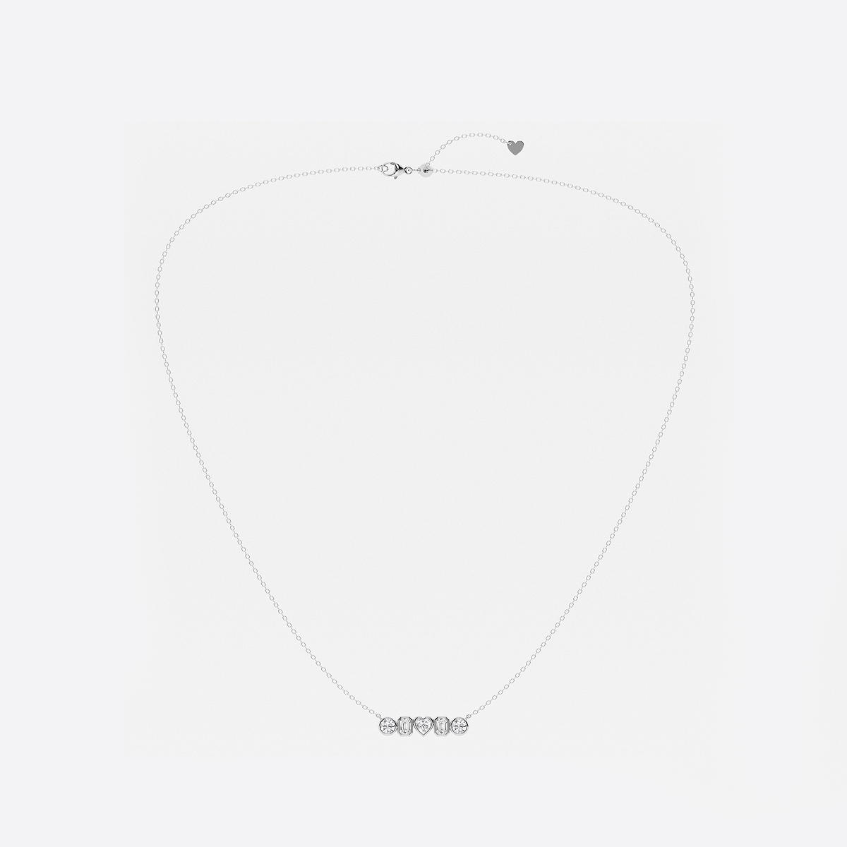 Additional Image 3 for  1 ctw Multi-Shape Lab Grown Diamond Bezel Five Stone Pendant