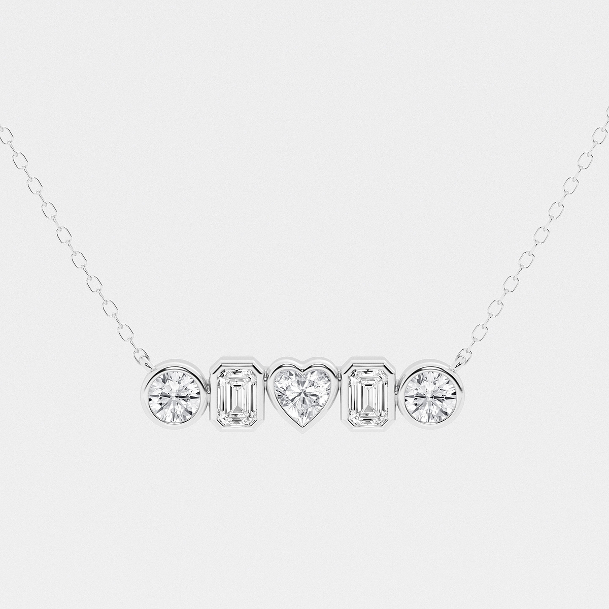 Additional Image 1 for  1 ctw Multi-Shape Lab Grown Diamond Bezel Five Stone Pendant