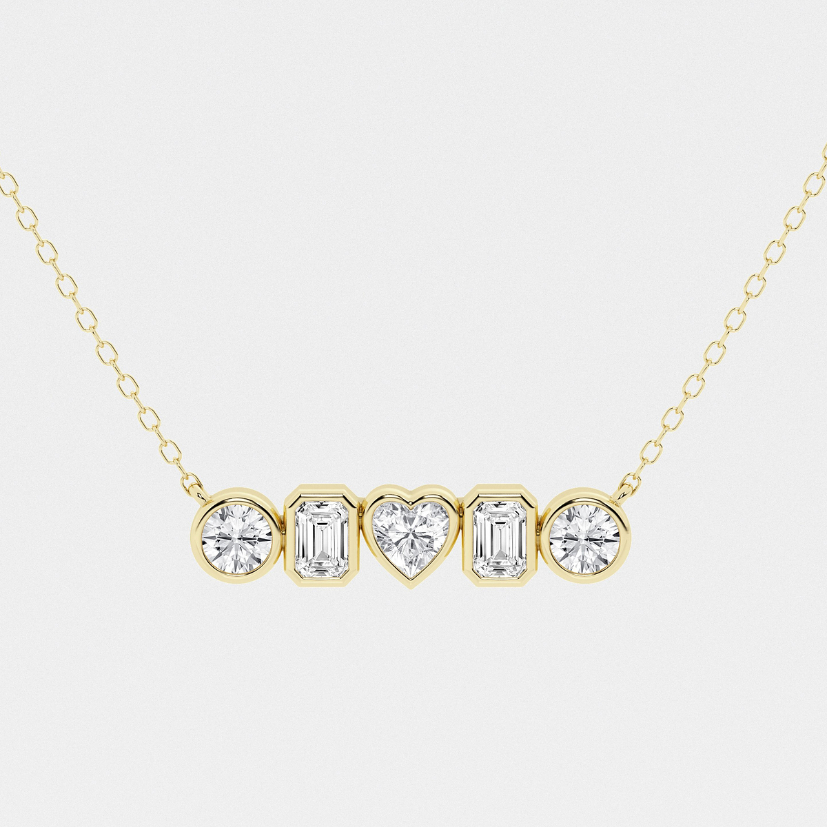 1 ctw Multi-Shape Lab Grown Diamond Bezel Five Stone Fashion