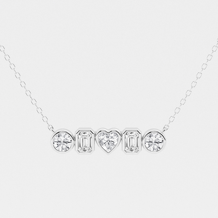 Bezel Five Stone - 1 ctw Multi-Shape Lab Grown Diamond Bezel Five Stone Pendant