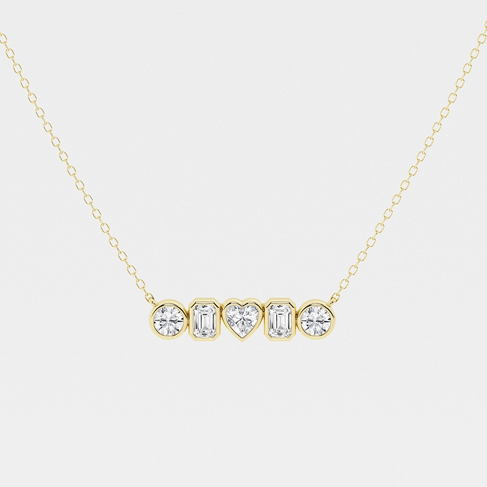 Bezel Five Stone - 1 ctw Multi-Shape Lab Grown Diamond Bezel Five Stone Pendant