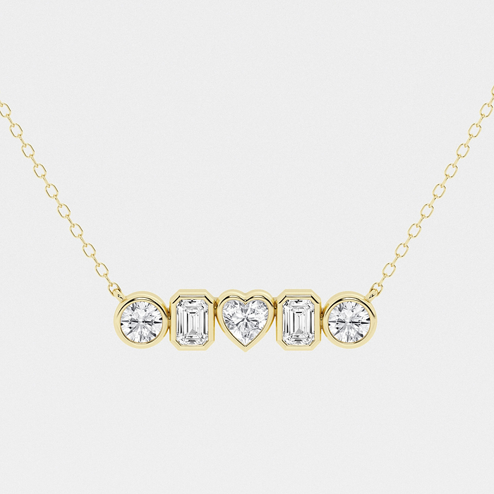 Bezel Five Stone - 1 ctw Multi-Shape Lab Grown Diamond Bezel Five Stone Pendant
