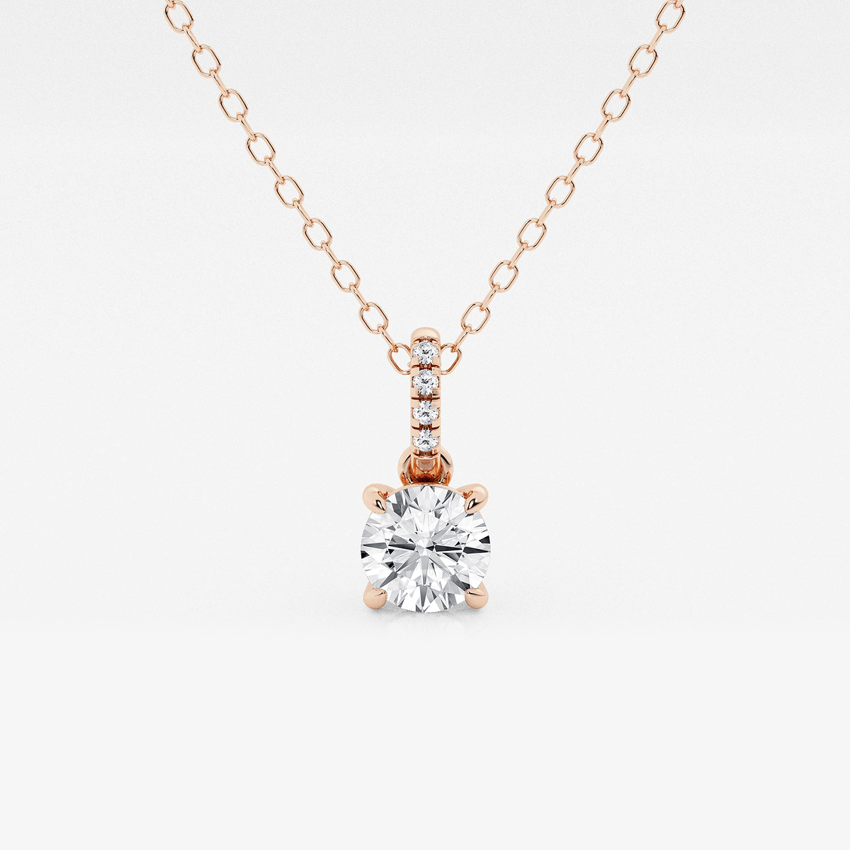1/2 ctw Round Lab Grown Diamond Hidden Halo with Diamond Bail Pendant