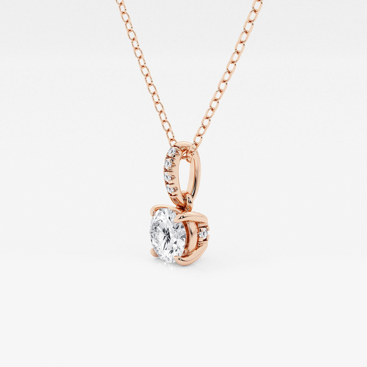 Additional Image 1 for  1/2 ctw Round Lab Grown Diamond Hidden Halo with Diamond Bail Pendant