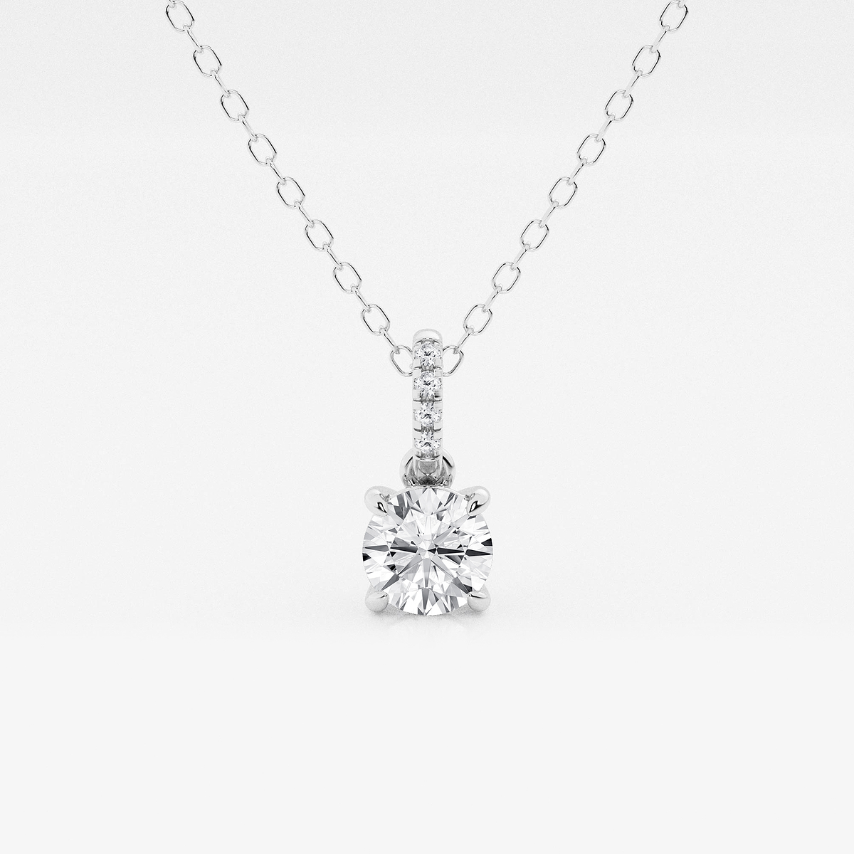 1/2 ctw Round Lab Grown Diamond Hidden Halo with Diamond Bail Pendant