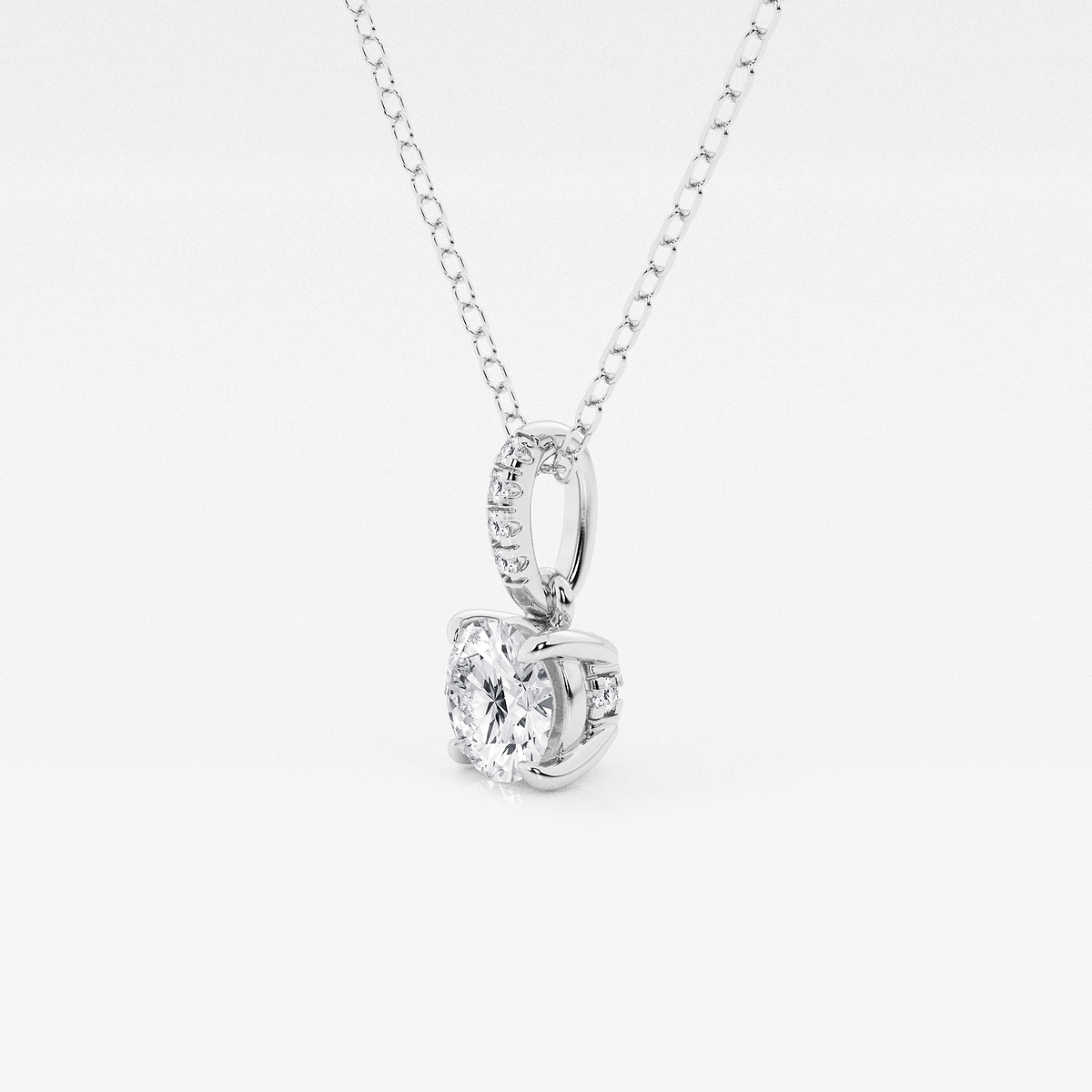 Additional Image 1 for  1/2 ctw Round Lab Grown Diamond Hidden Halo with Diamond Bail Pendant