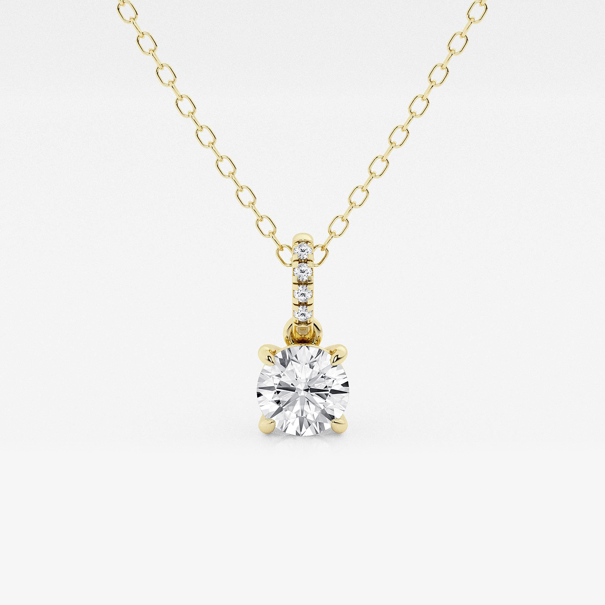 1/2 ctw Round Lab Grown Diamond Hidden Halo with Diamond Bail Pendant
