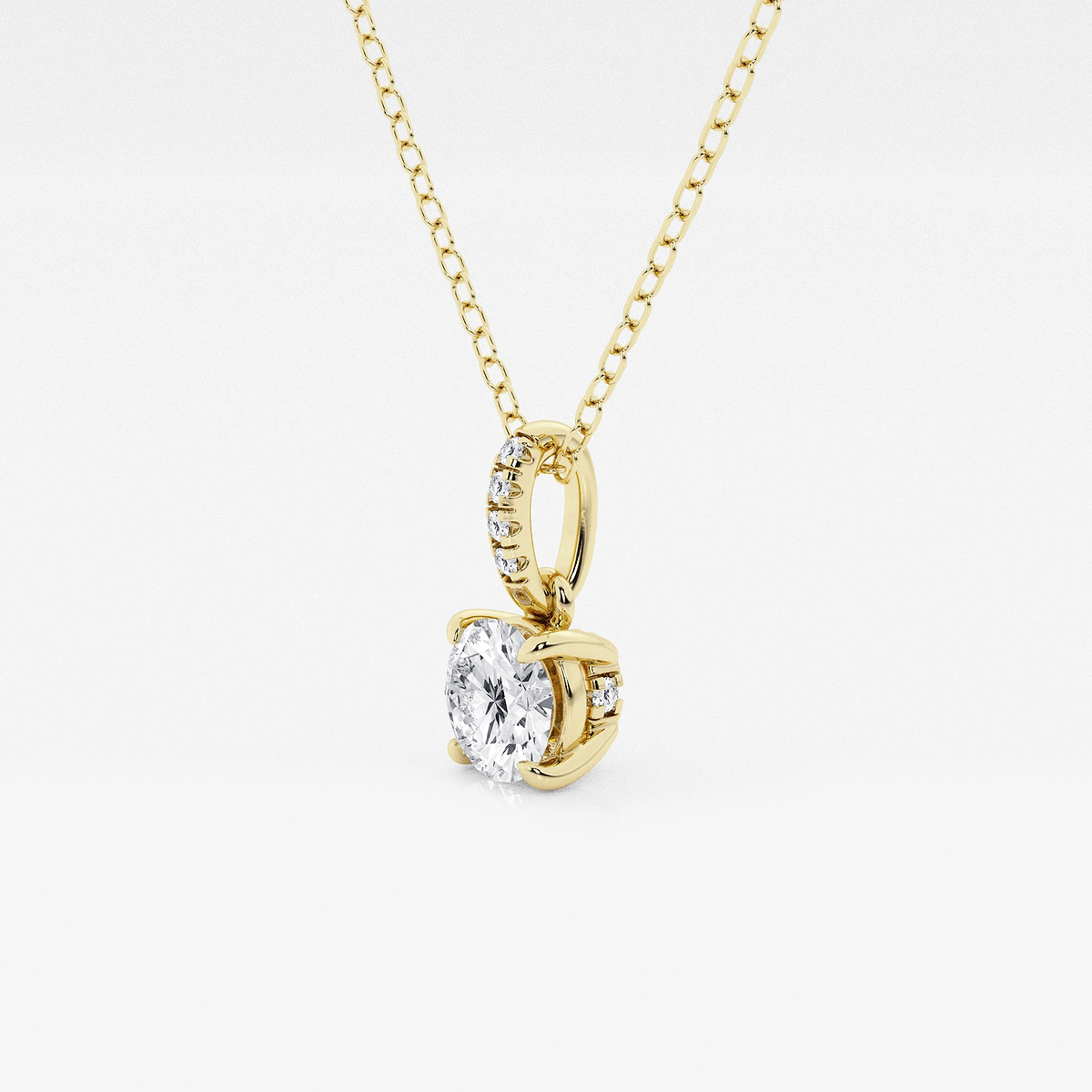 Additional Image 1 for  1/2 ctw Round Lab Grown Diamond Hidden Halo with Diamond Bail Pendant