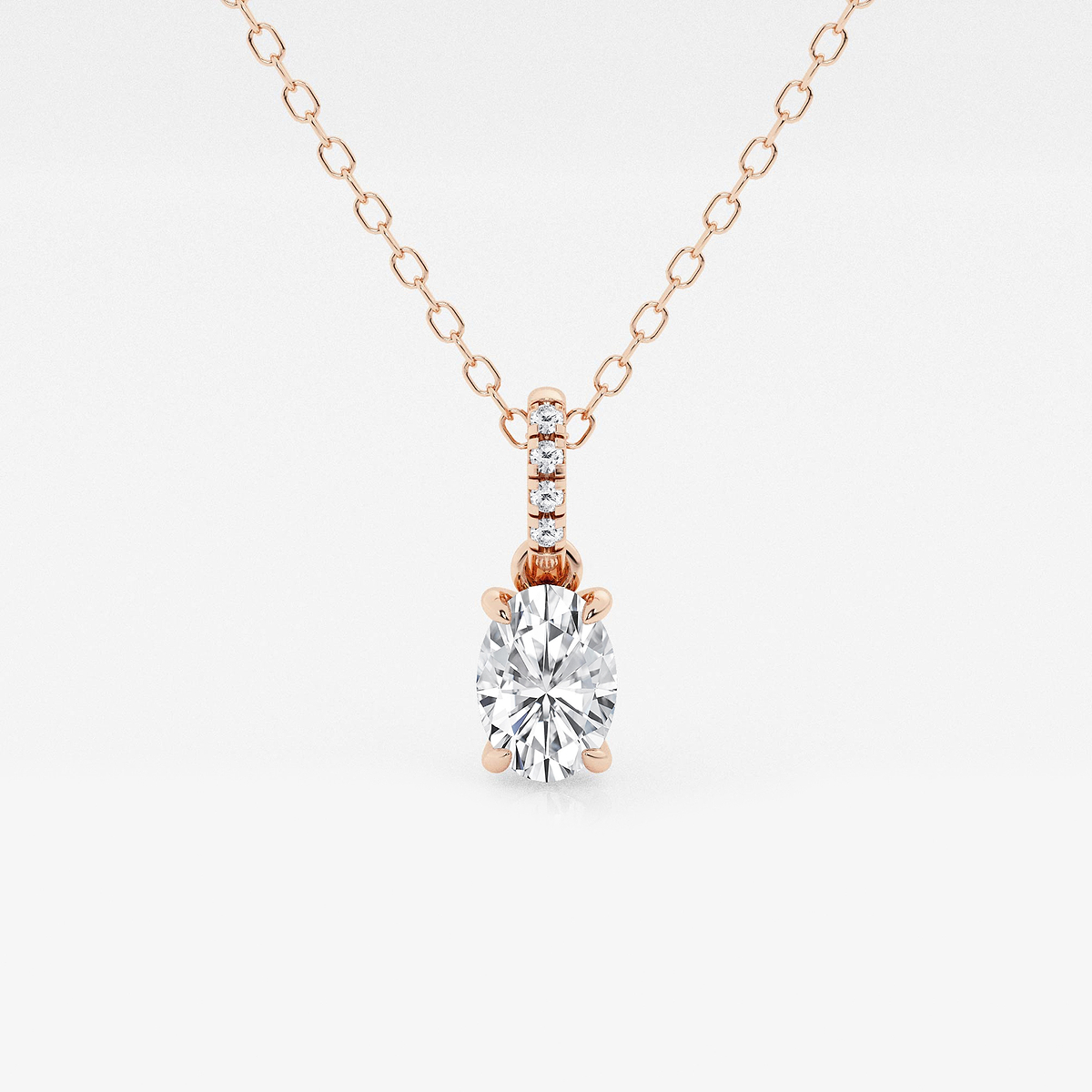 1/2 ctw Oval Lab Grown Diamond Hidden Halo with Diamond Bail Pendant