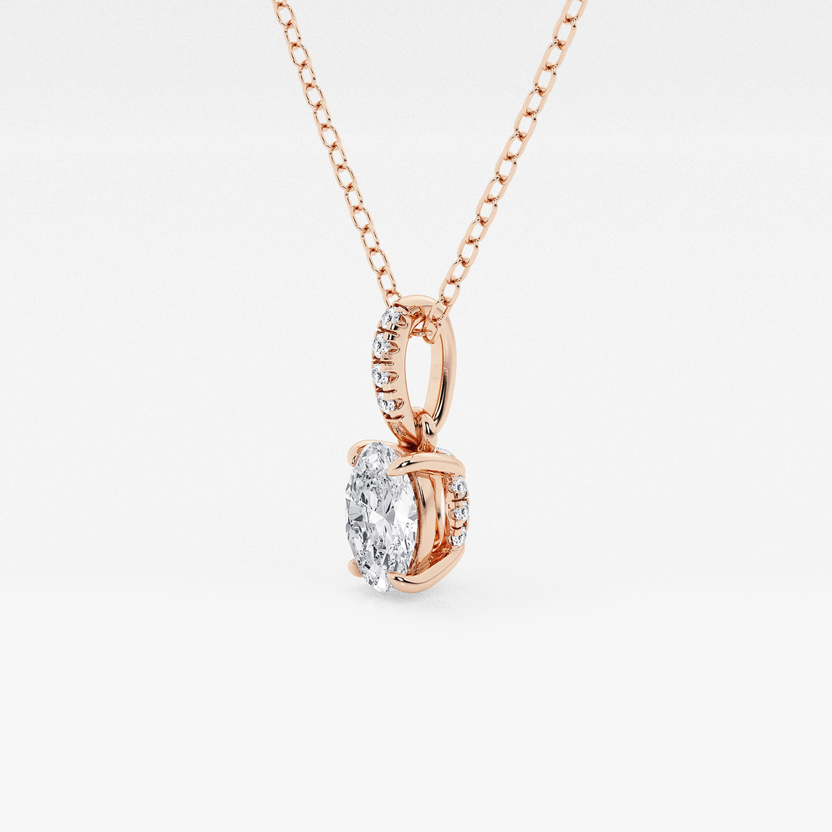 Additional Image 1 for  1/2 ctw Oval Lab Grown Diamond Hidden Halo with Diamond Bail Pendant