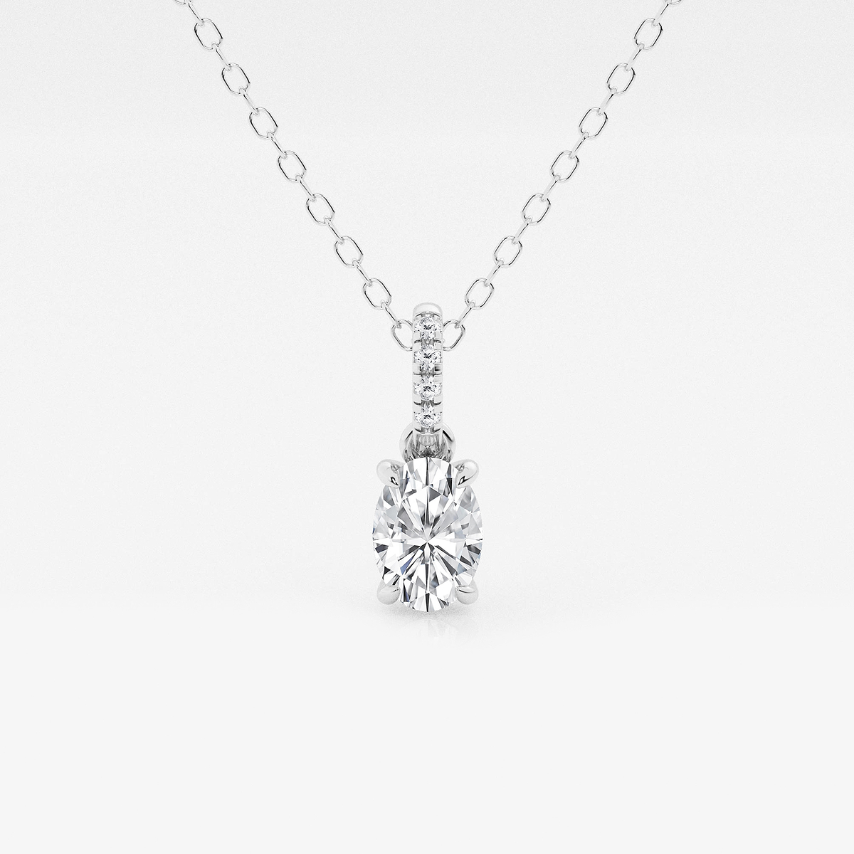 1/2 ctw Oval Lab Grown Diamond Hidden Halo with Diamond Bail Pendant