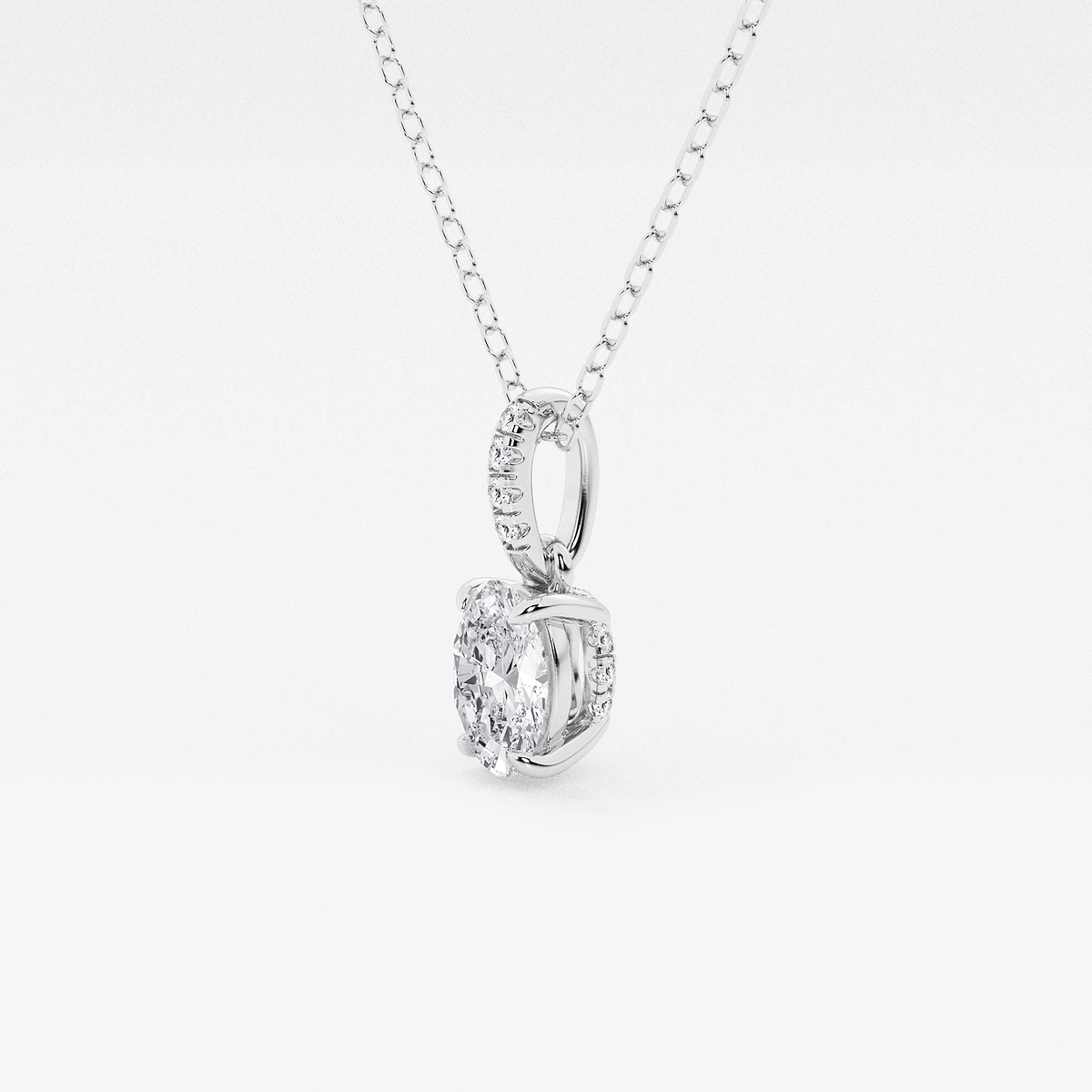 Additional Image 1 for  1/2 ctw Oval Lab Grown Diamond Hidden Halo with Diamond Bail Pendant