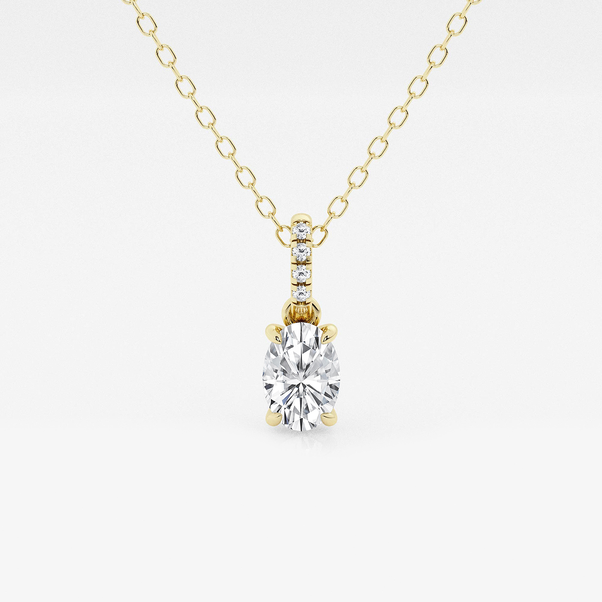 1/2 ctw Oval Lab Grown Diamond Hidden Halo with Diamond Bail Pendant