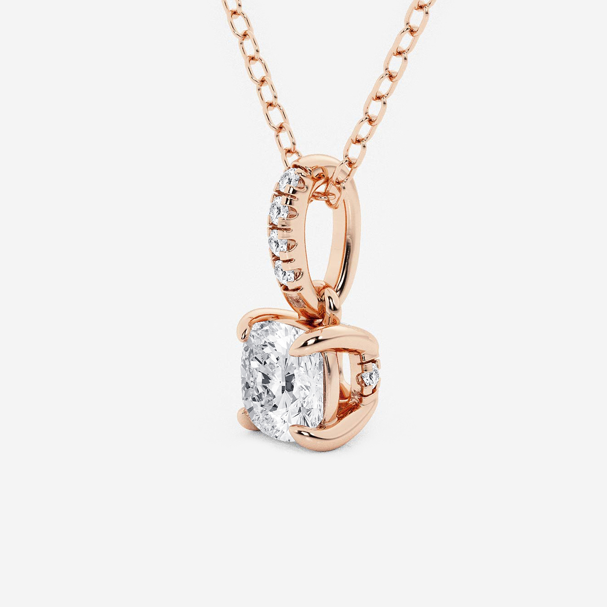 Additional Image 1 for  1/2 ctw Cushion Lab Grown Diamond Hidden Halo with Diamond Bail Pendant