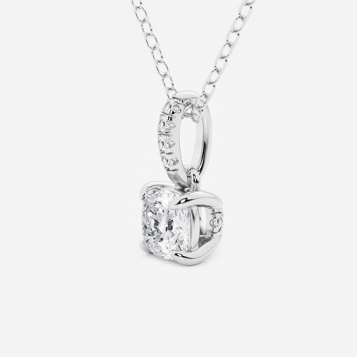 Additional Image 1 for  1/2 ctw Cushion Lab Grown Diamond Hidden Halo with Diamond Bail Pendant
