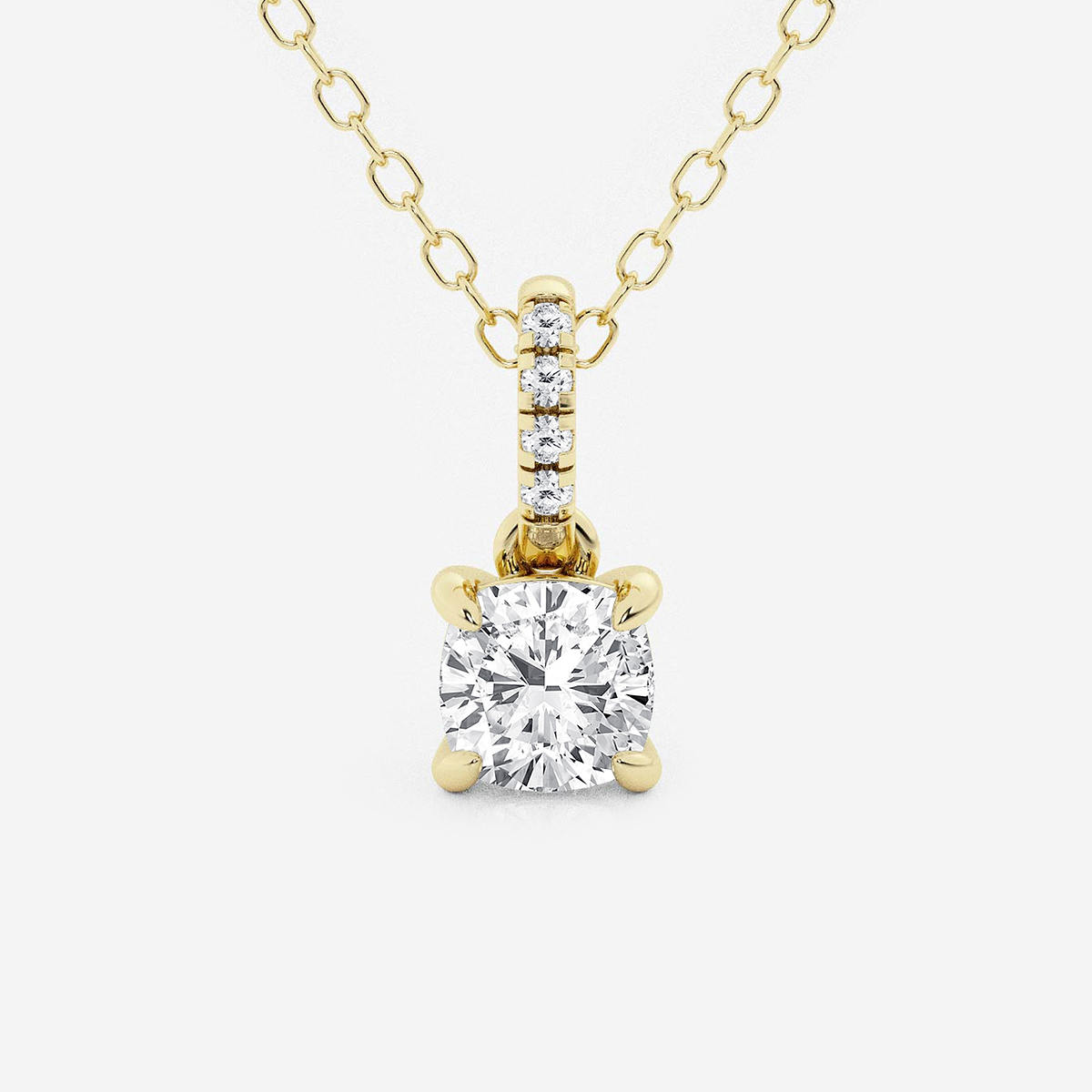 1/2 ctw Cushion Lab Grown Diamond Hidden Halo with Diamond Bail Pendant