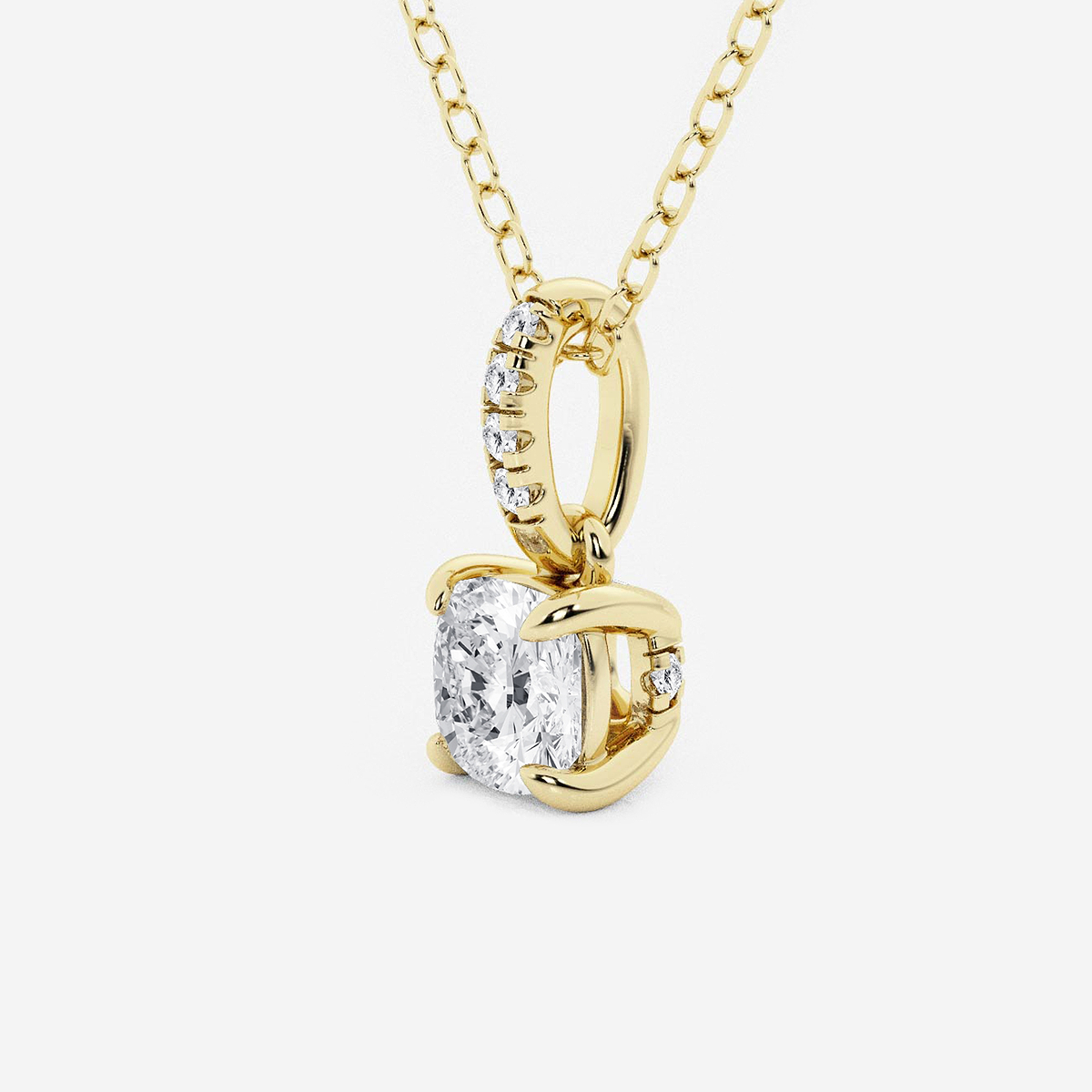 Additional Image 1 for  1/2 ctw Cushion Lab Grown Diamond Hidden Halo with Diamond Bail Pendant