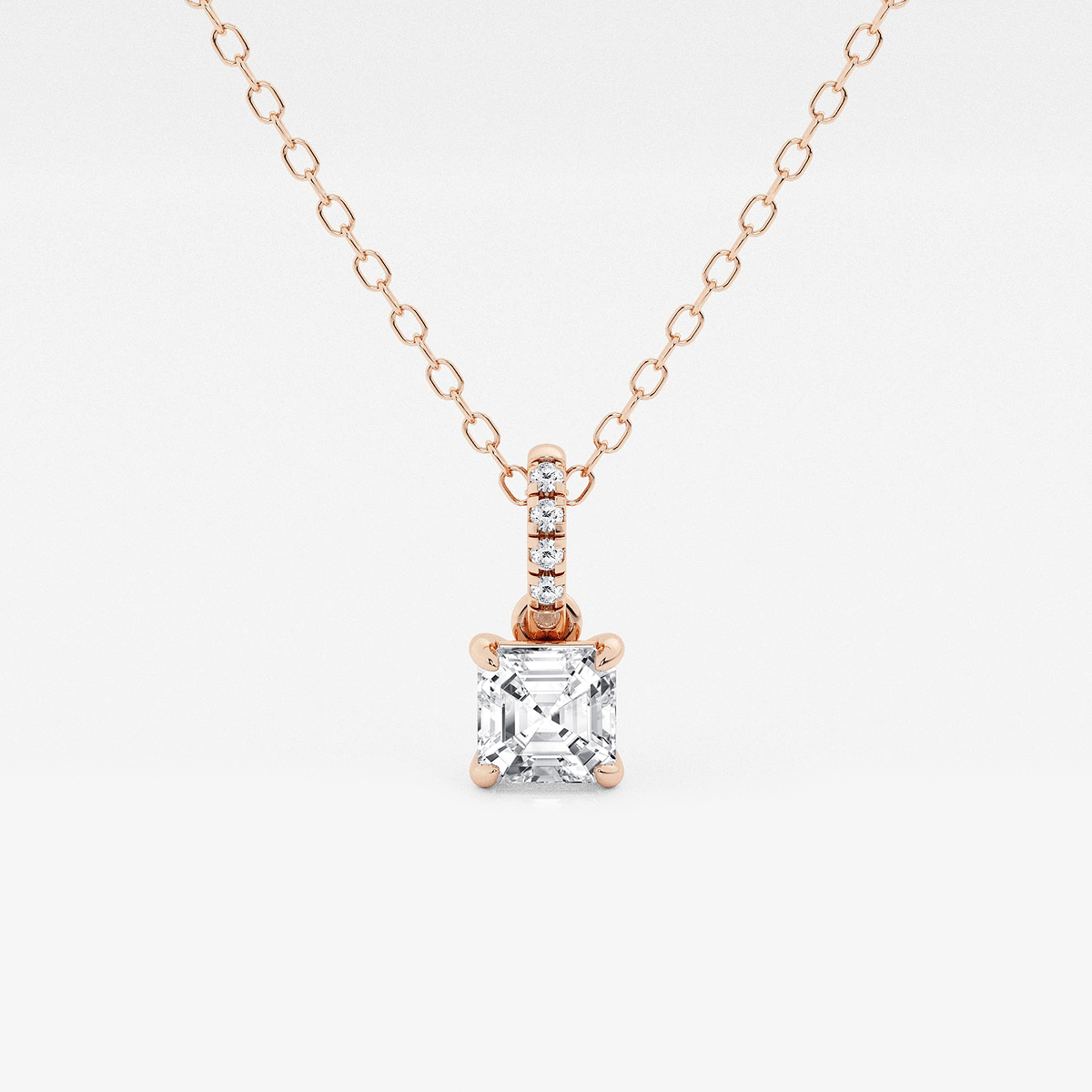 1/2 ctw Asscher Lab Grown Diamond Hidden Halo with Diamond Bail Pendant