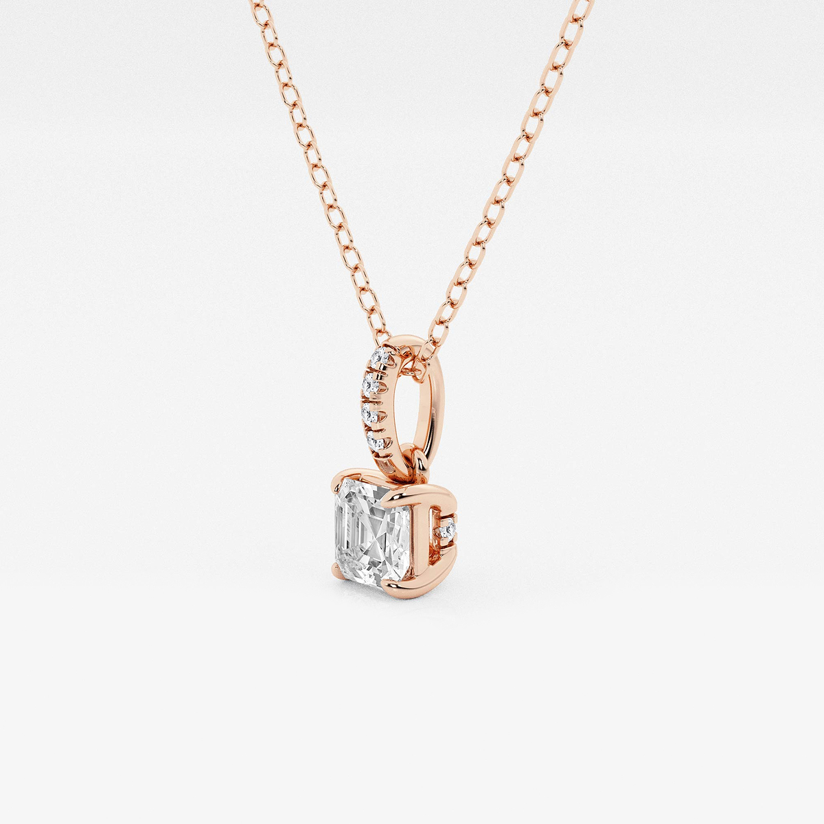 Additional Image 1 for  1/2 ctw Asscher Lab Grown Diamond Hidden Halo with Diamond Bail Pendant
