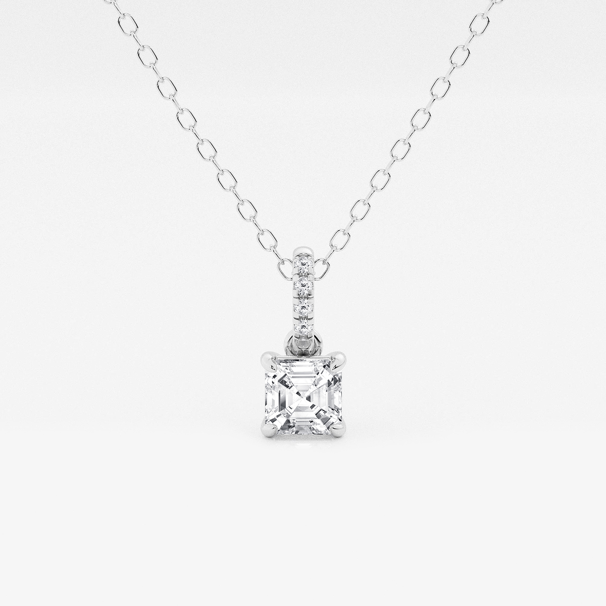 1/2 ctw Asscher Lab Grown Diamond Hidden Halo with Diamond Bail Pendant
