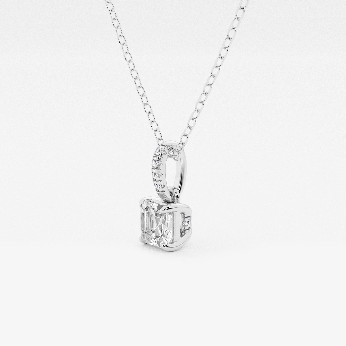 Additional Image 1 for  1/2 ctw Asscher Lab Grown Diamond Hidden Halo with Diamond Bail Pendant