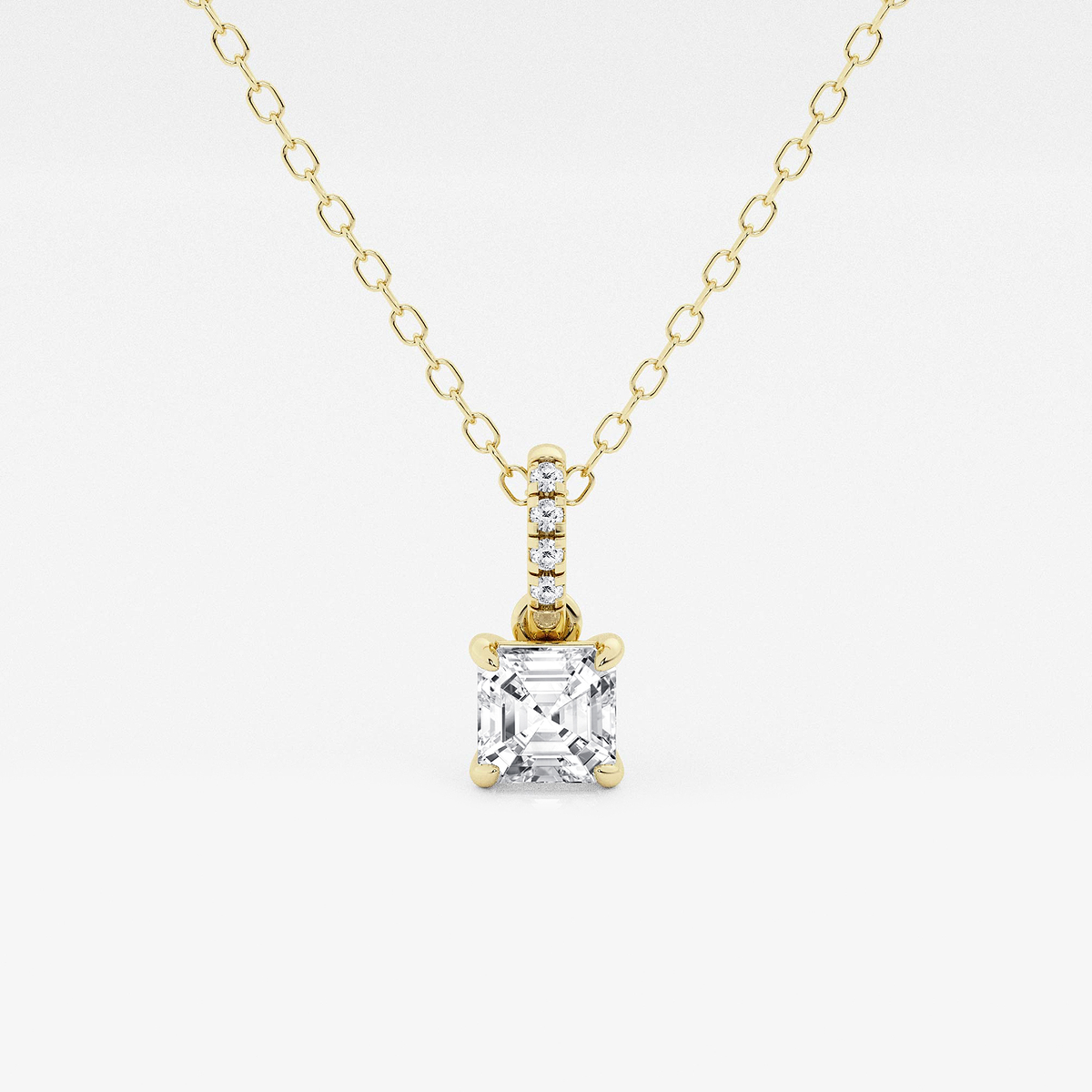 1/2 ctw Asscher Lab Grown Diamond Hidden Halo with Diamond Bail Pendant