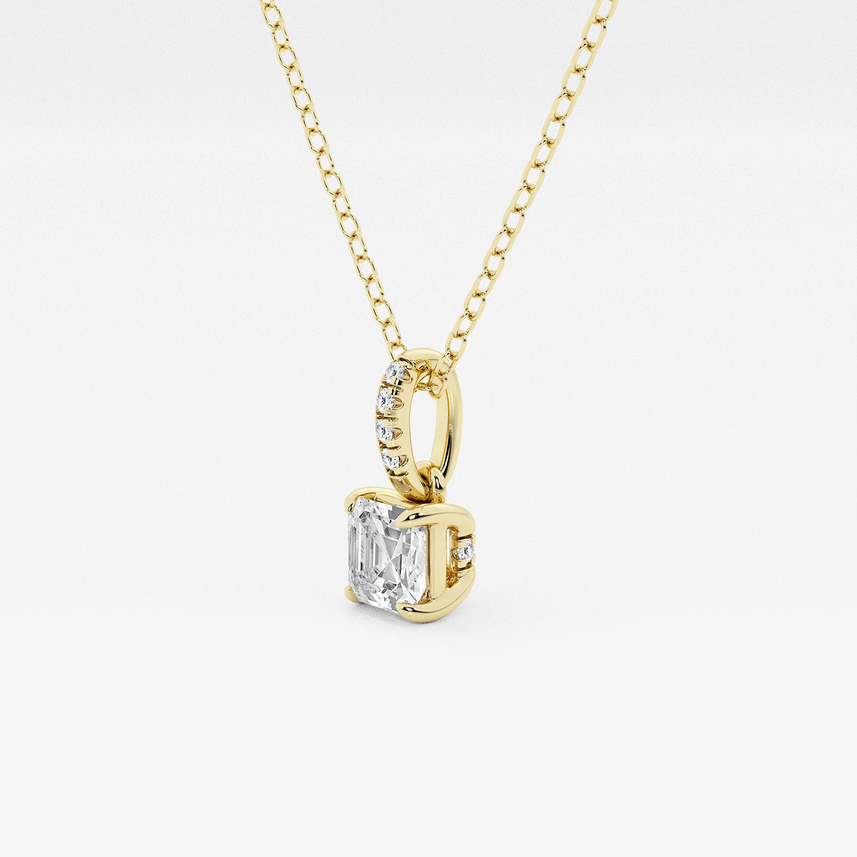 Additional Image 1 for  1/2 ctw Asscher Lab Grown Diamond Hidden Halo with Diamond Bail Pendant