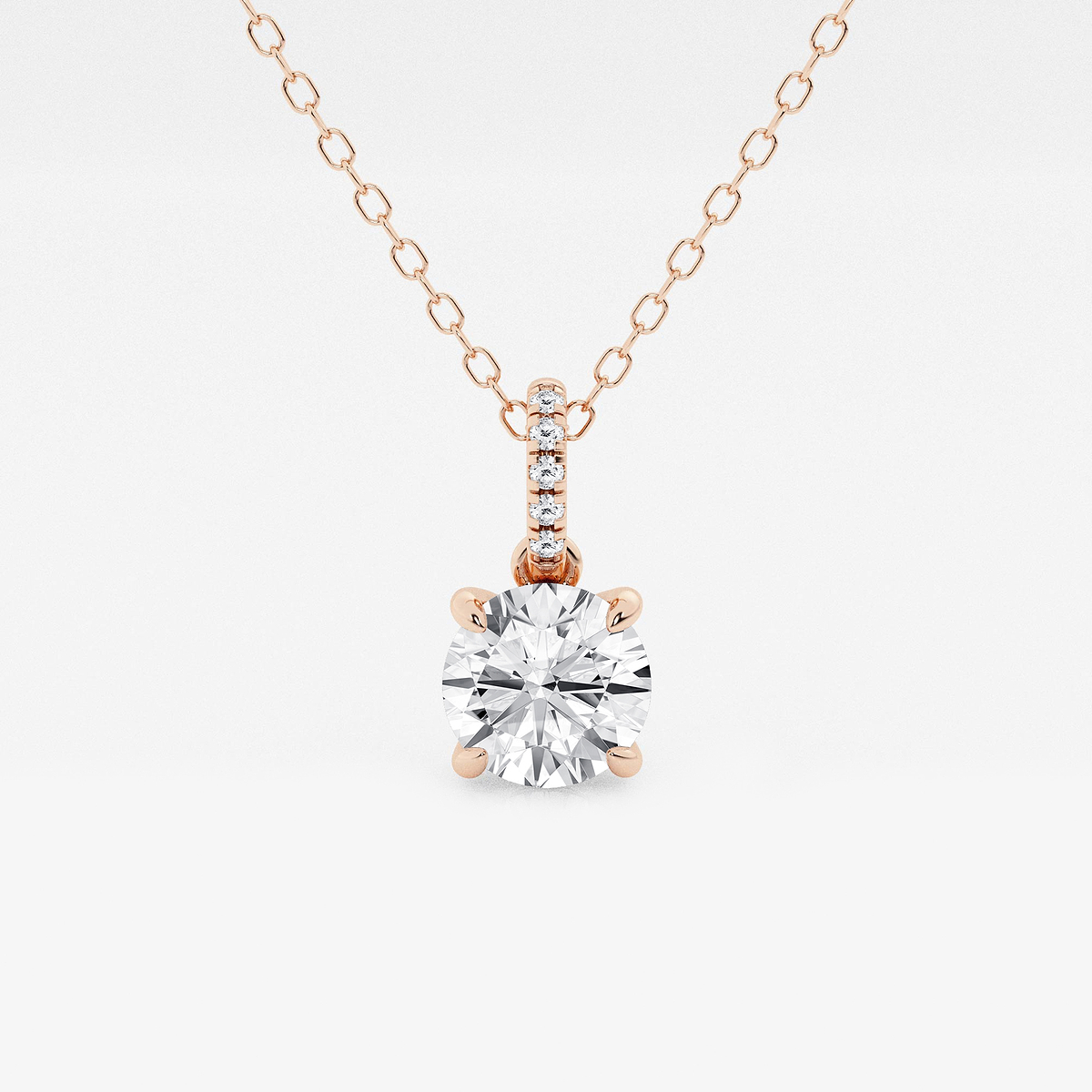 1 ctw Round Lab Grown Diamond Hidden Halo with Diamond Bail Pendant