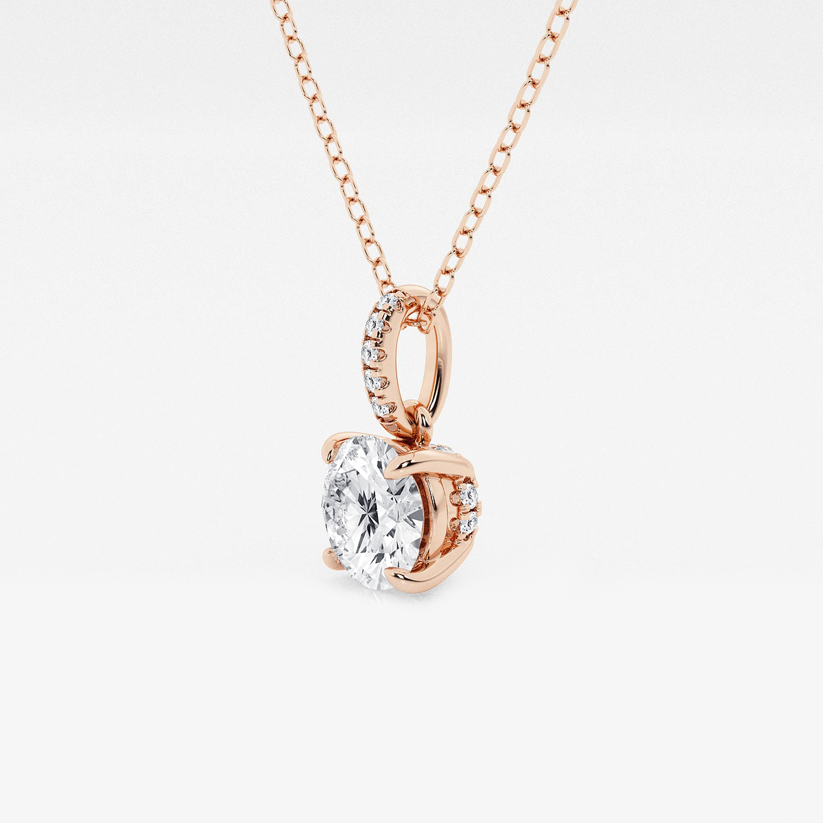 Additional Image 1 for  1 ctw Round Lab Grown Diamond Hidden Halo with Diamond Bail Pendant