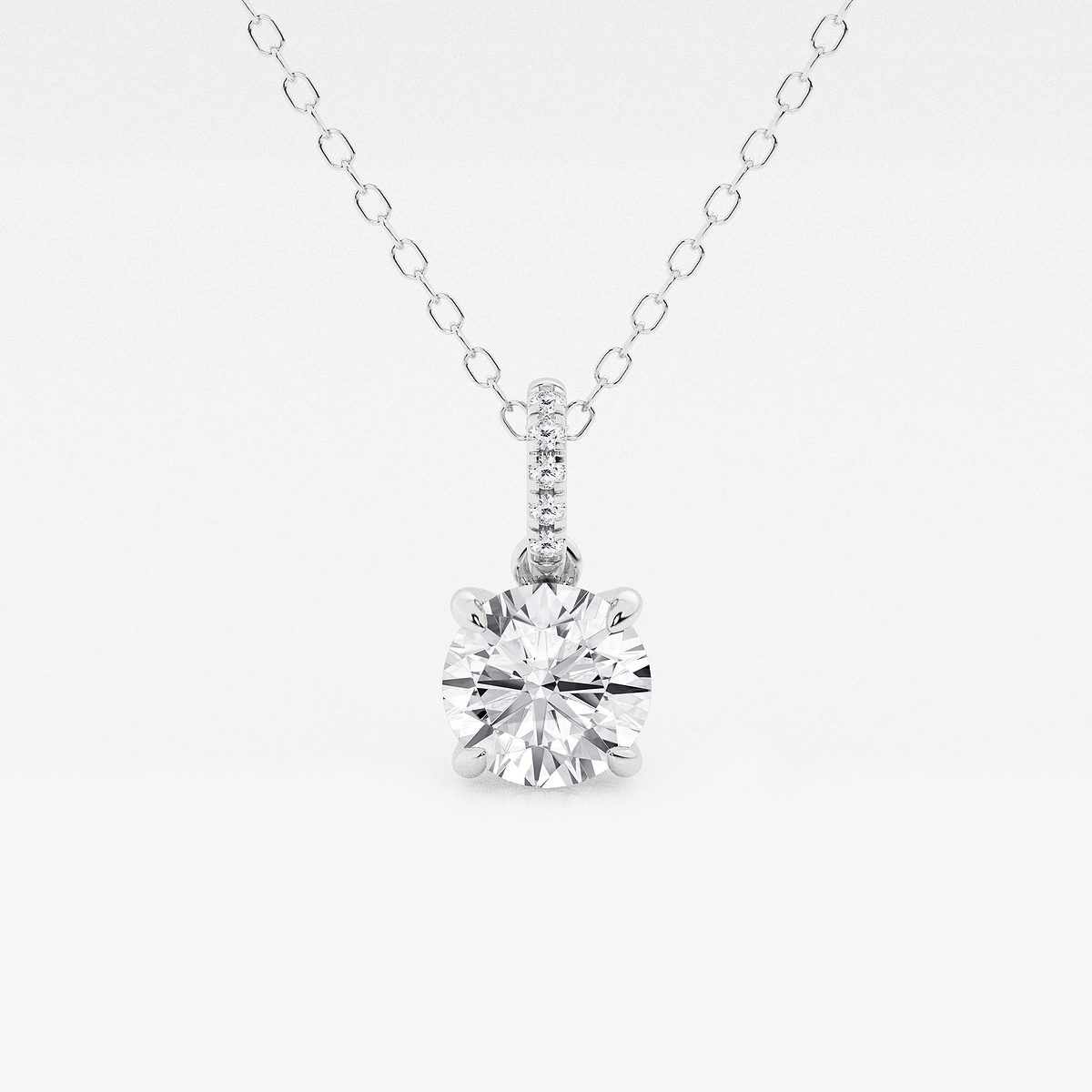 1 ctw Round Lab Grown Diamond Hidden Halo with Diamond Bail Pendant