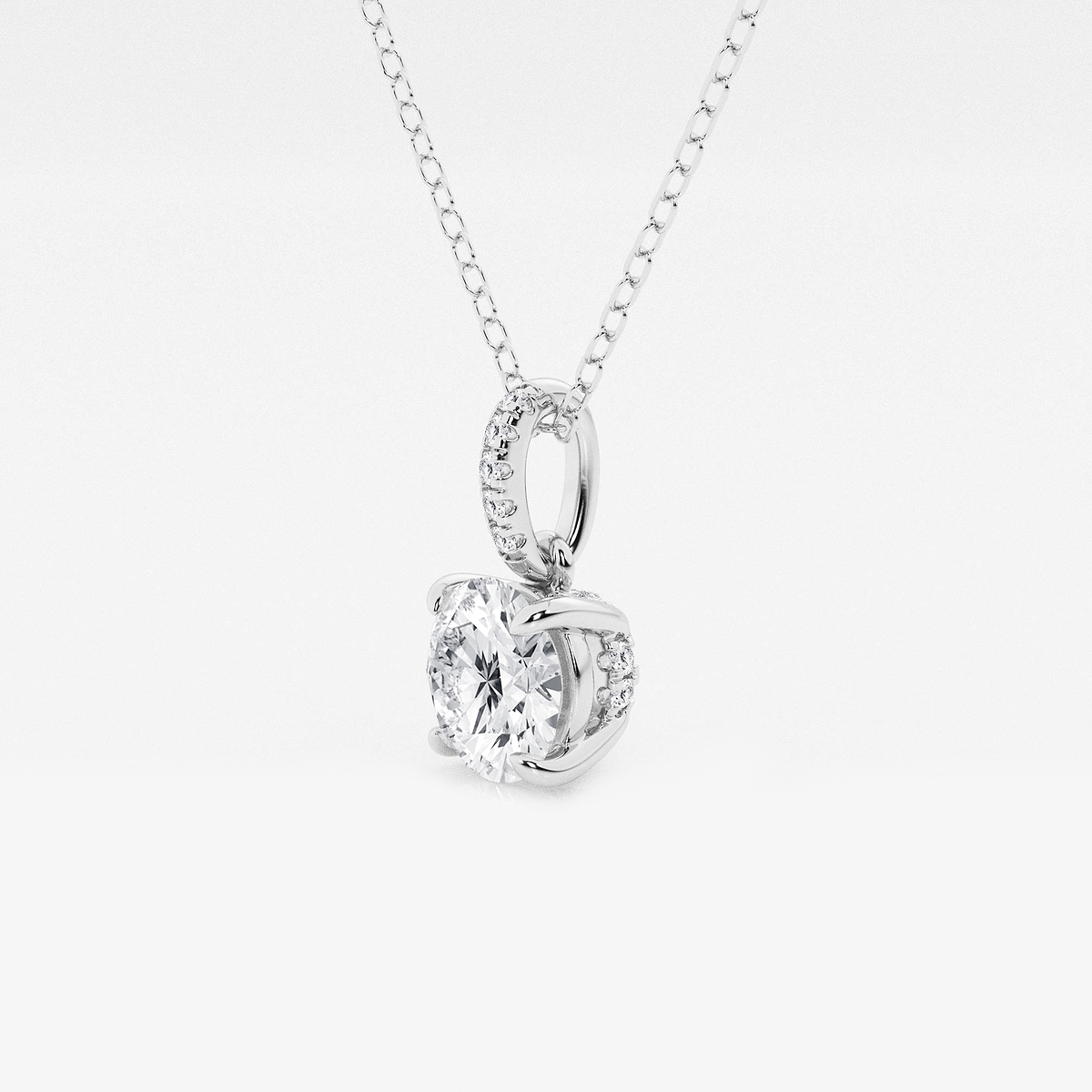 Additional Image 1 for  1 ctw Round Lab Grown Diamond Hidden Halo with Diamond Bail Pendant
