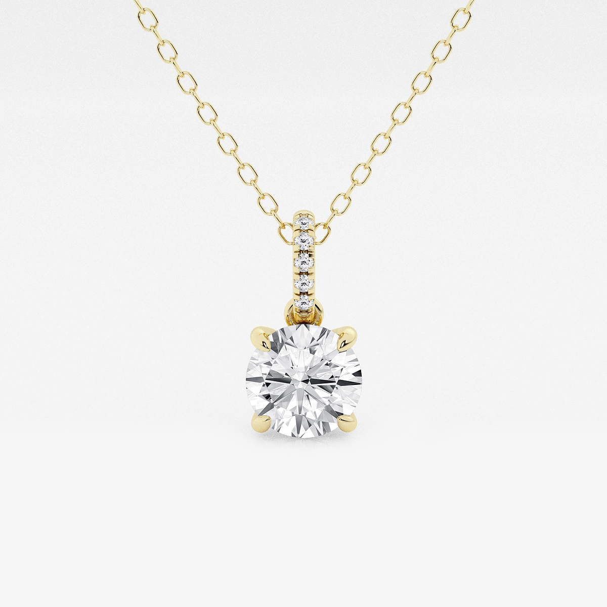 1 ctw Round Lab Grown Diamond Hidden Halo with Diamond Bail Pendant