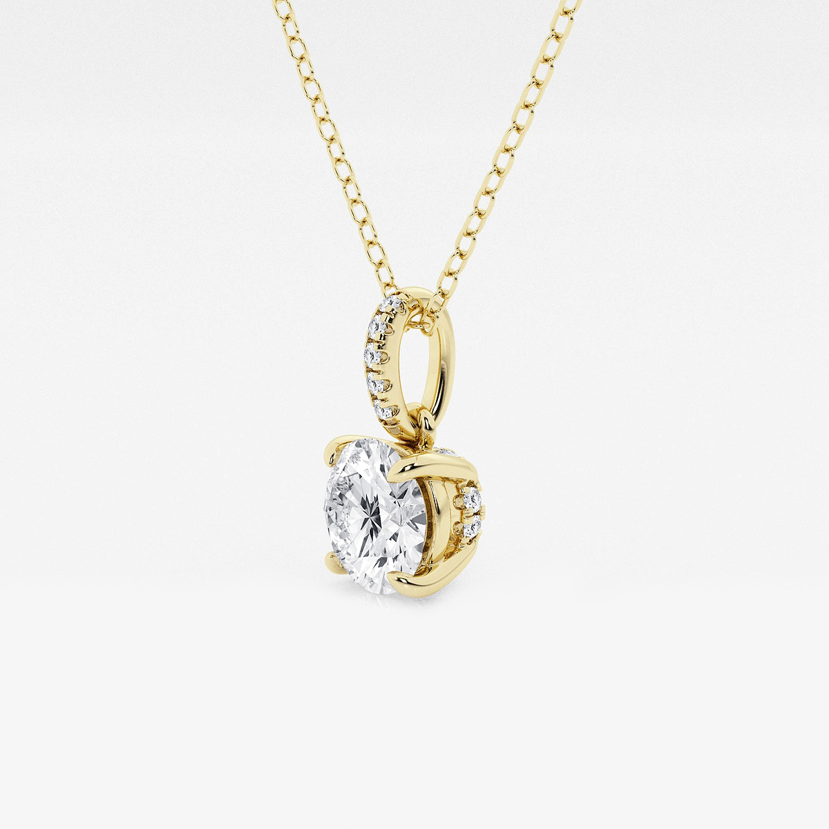 Additional Image 1 for  1 ctw Round Lab Grown Diamond Hidden Halo with Diamond Bail Pendant