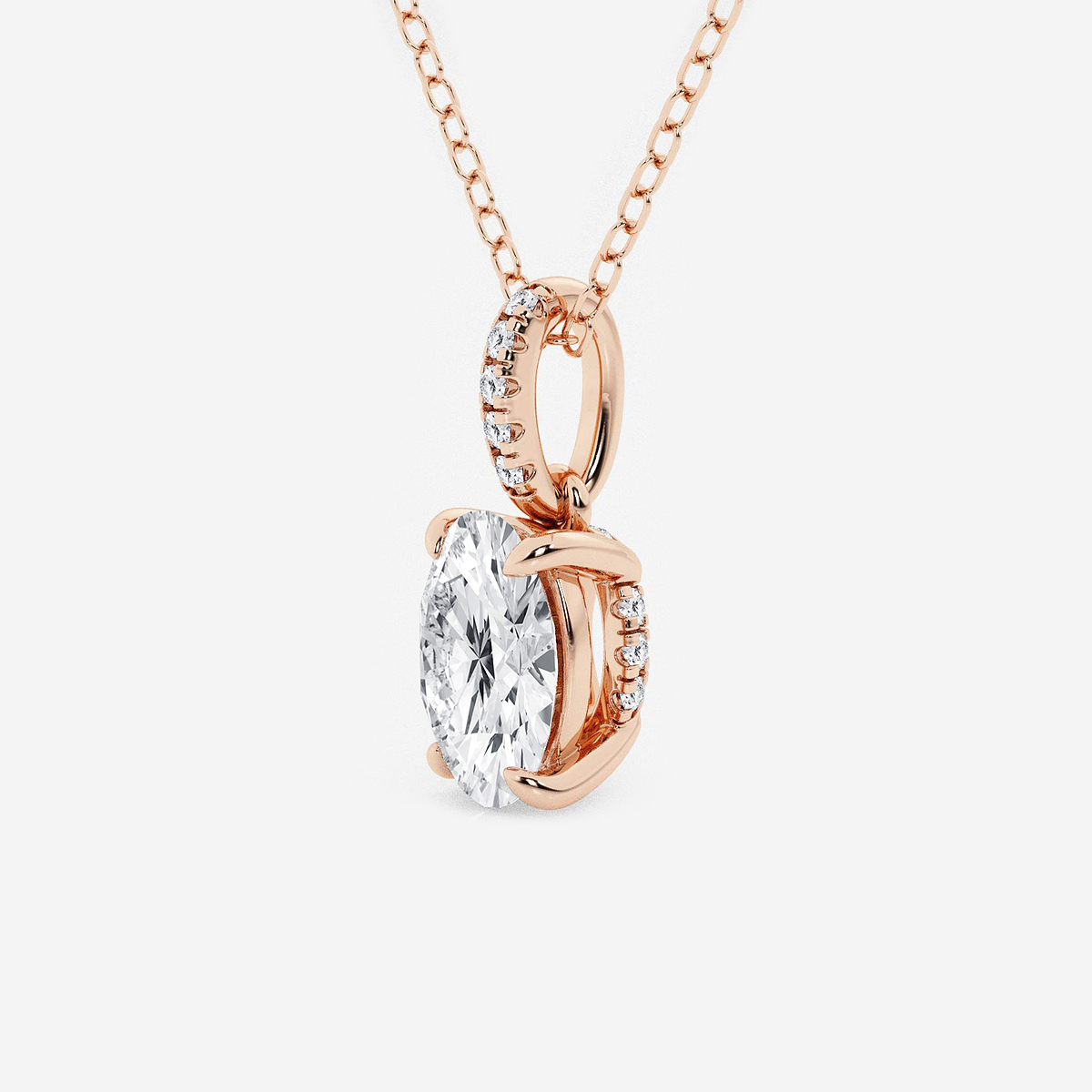 Additional Image 1 for  1 ctw Oval Lab Grown Diamond Hidden Halo with Diamond Bail Pendant
