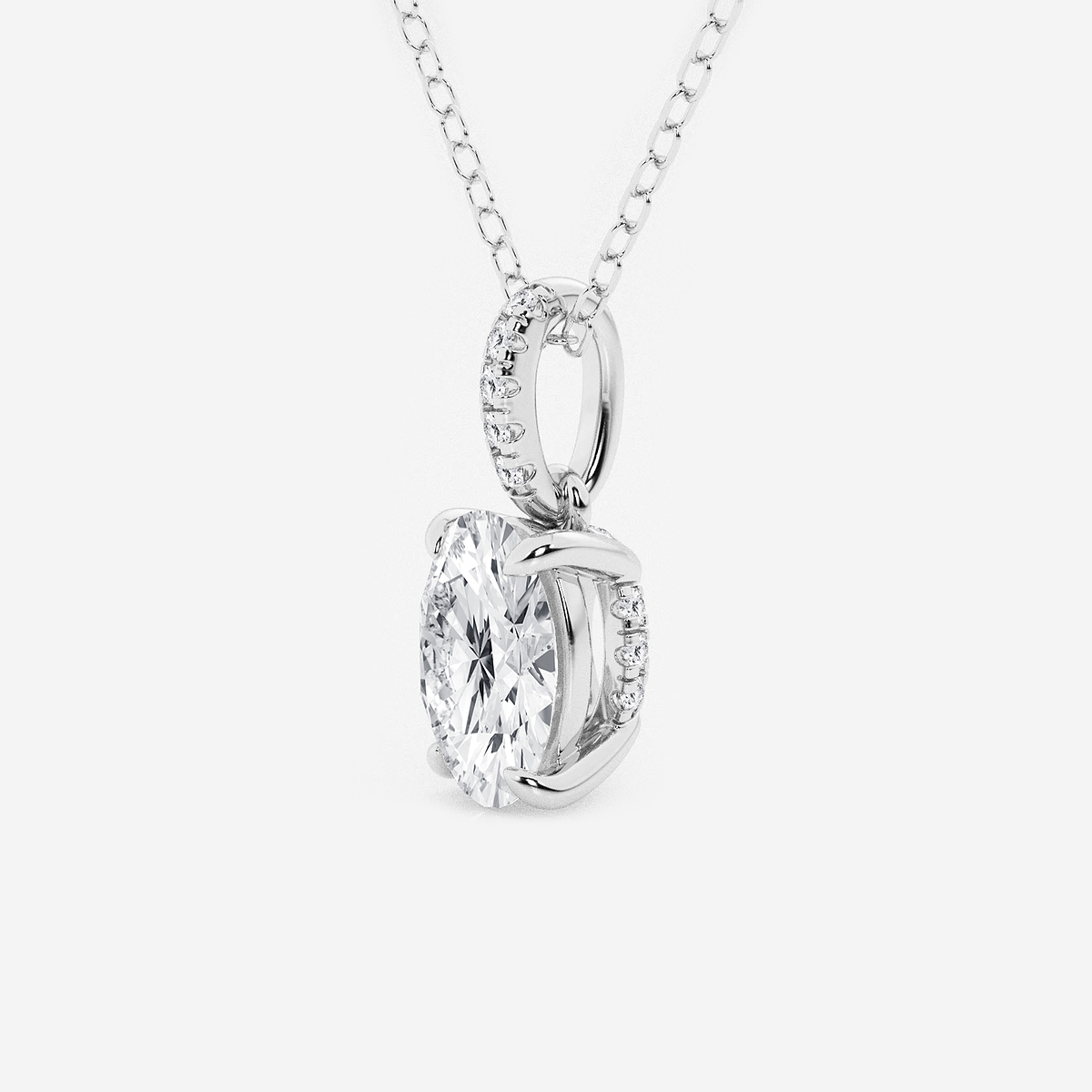 Additional Image 1 for  1 ctw Oval Lab Grown Diamond Hidden Halo with Diamond Bail Pendant