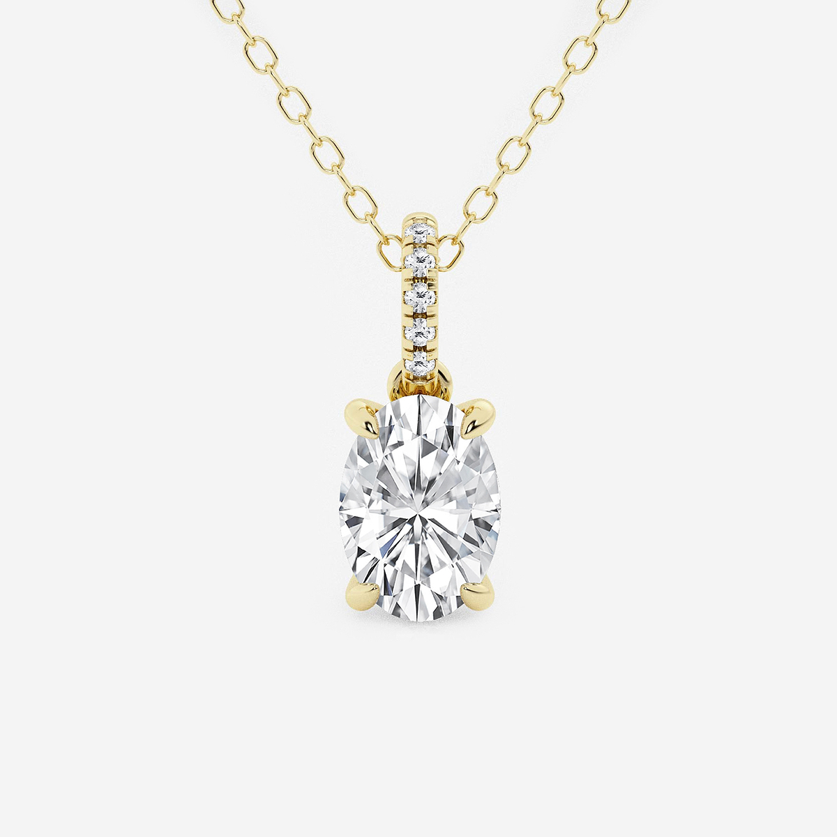 1 ctw Oval Lab Grown Diamond Hidden Halo with Diamond Bail Pendant