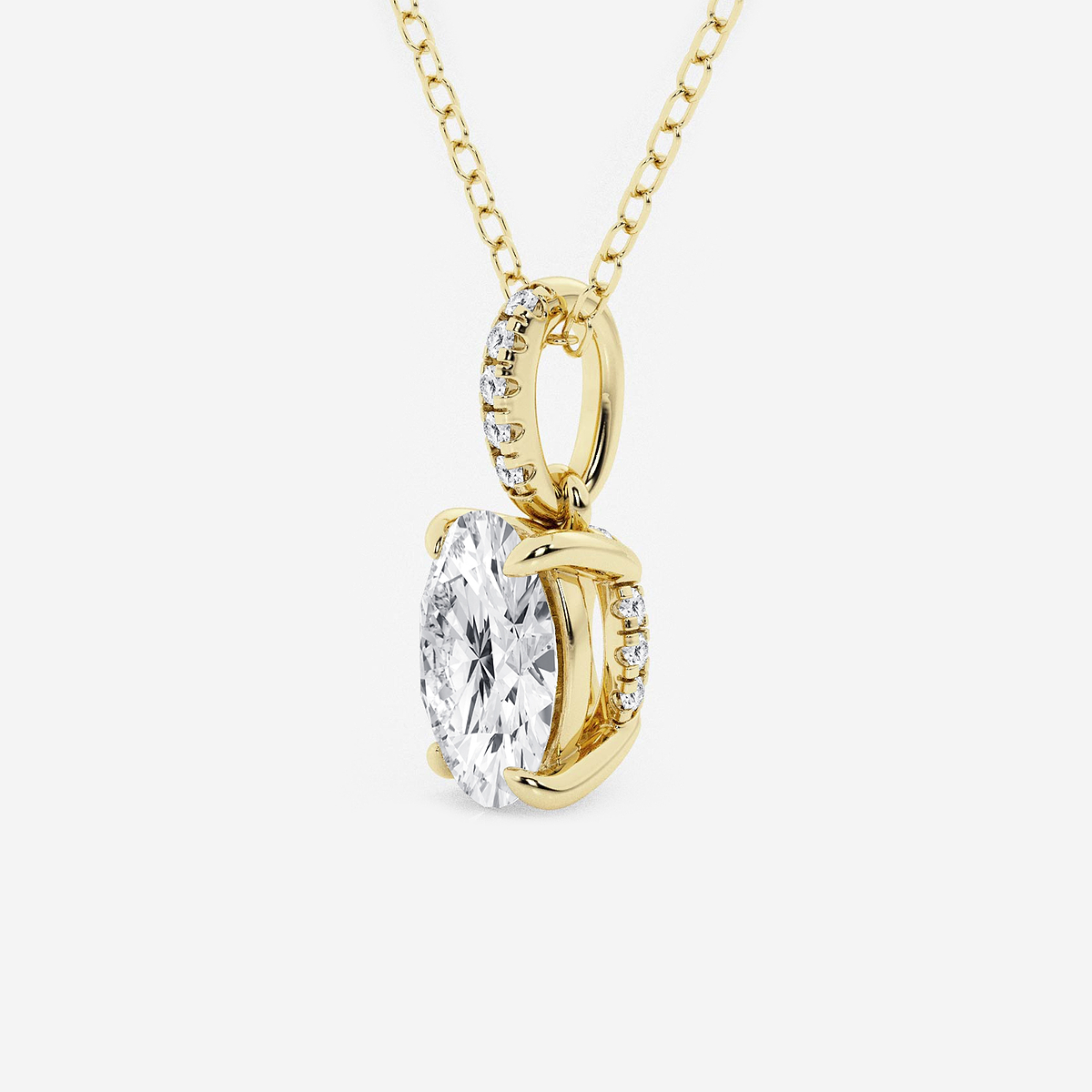 Additional Image 1 for  1 ctw Oval Lab Grown Diamond Hidden Halo with Diamond Bail Pendant