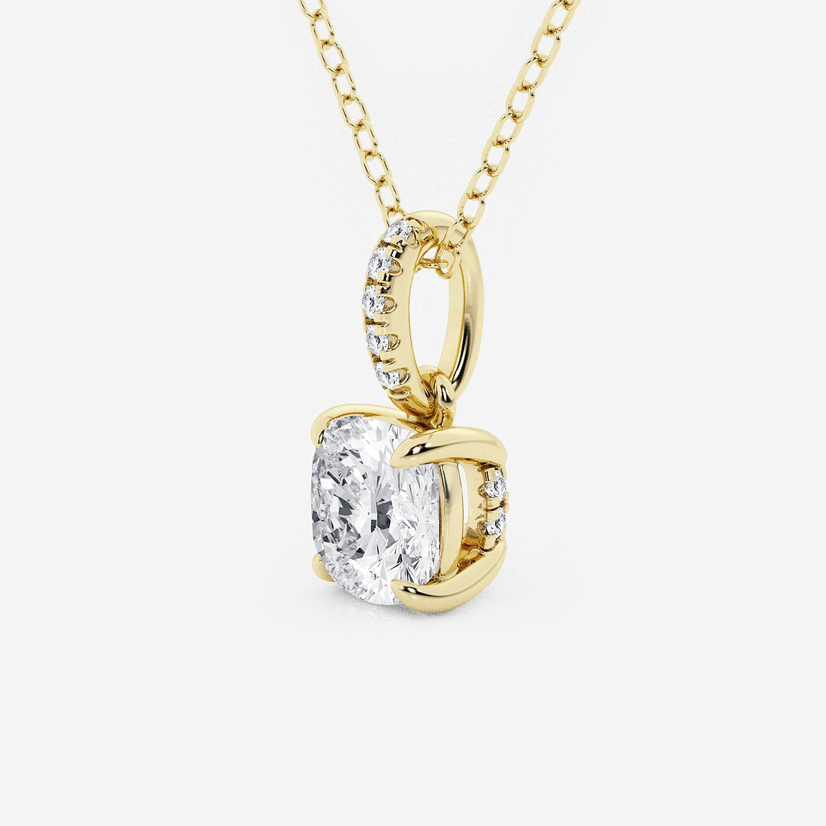 Additional Image 1 for  1 ctw Cushion Lab Grown Diamond Hidden Halo with Diamond Bail Pendant