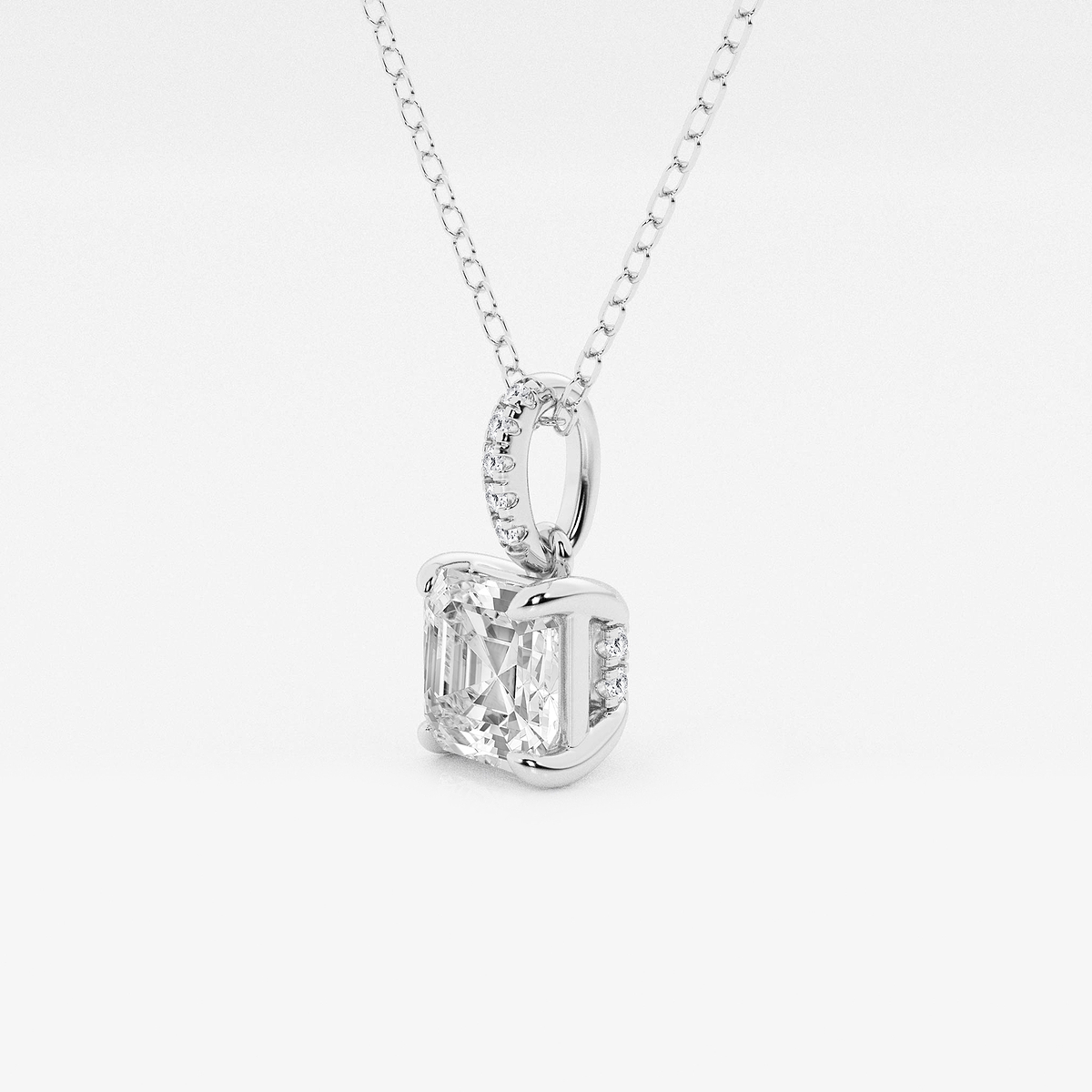 Additional Image 1 for  1 ctw Asscher Lab Grown Diamond Hidden Halo with Diamond Bail Pendant