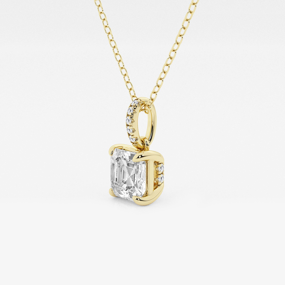 Additional Image 1 for  1 ctw Asscher Lab Grown Diamond Hidden Halo with Diamond Bail Pendant