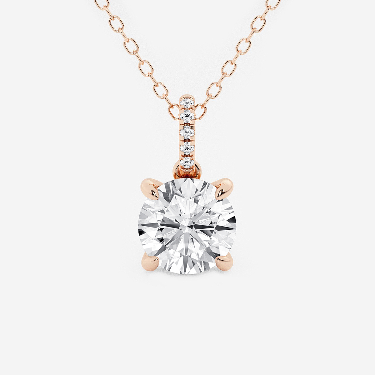 1 1/2 ctw Round Lab Grown Diamond Hidden Halo with Diamond Bail Pendant