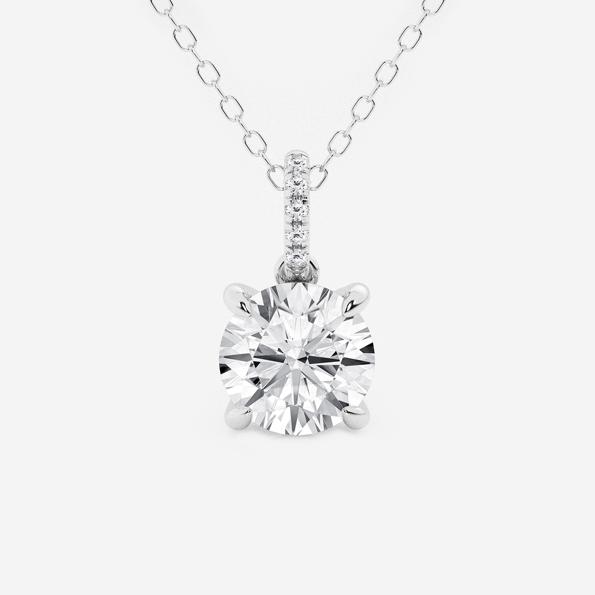 1 1/2 ctw Round Lab Grown Diamond Hidden Halo with Diamond Bail Pendant