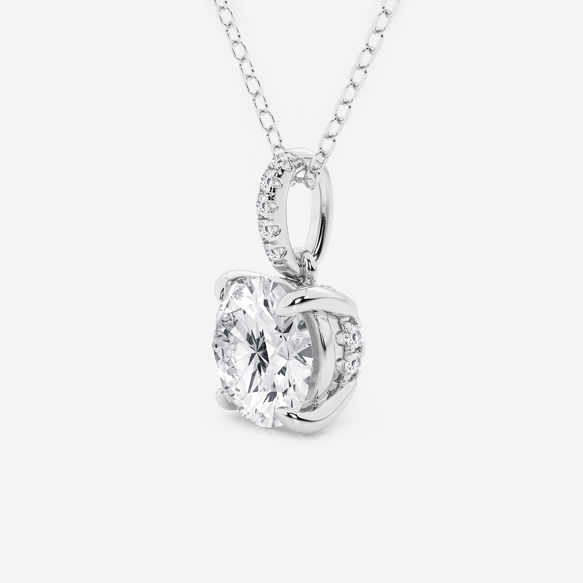 Additional Image 1 for  1 1/2 ctw Round Lab Grown Diamond Hidden Halo with Diamond Bail Pendant