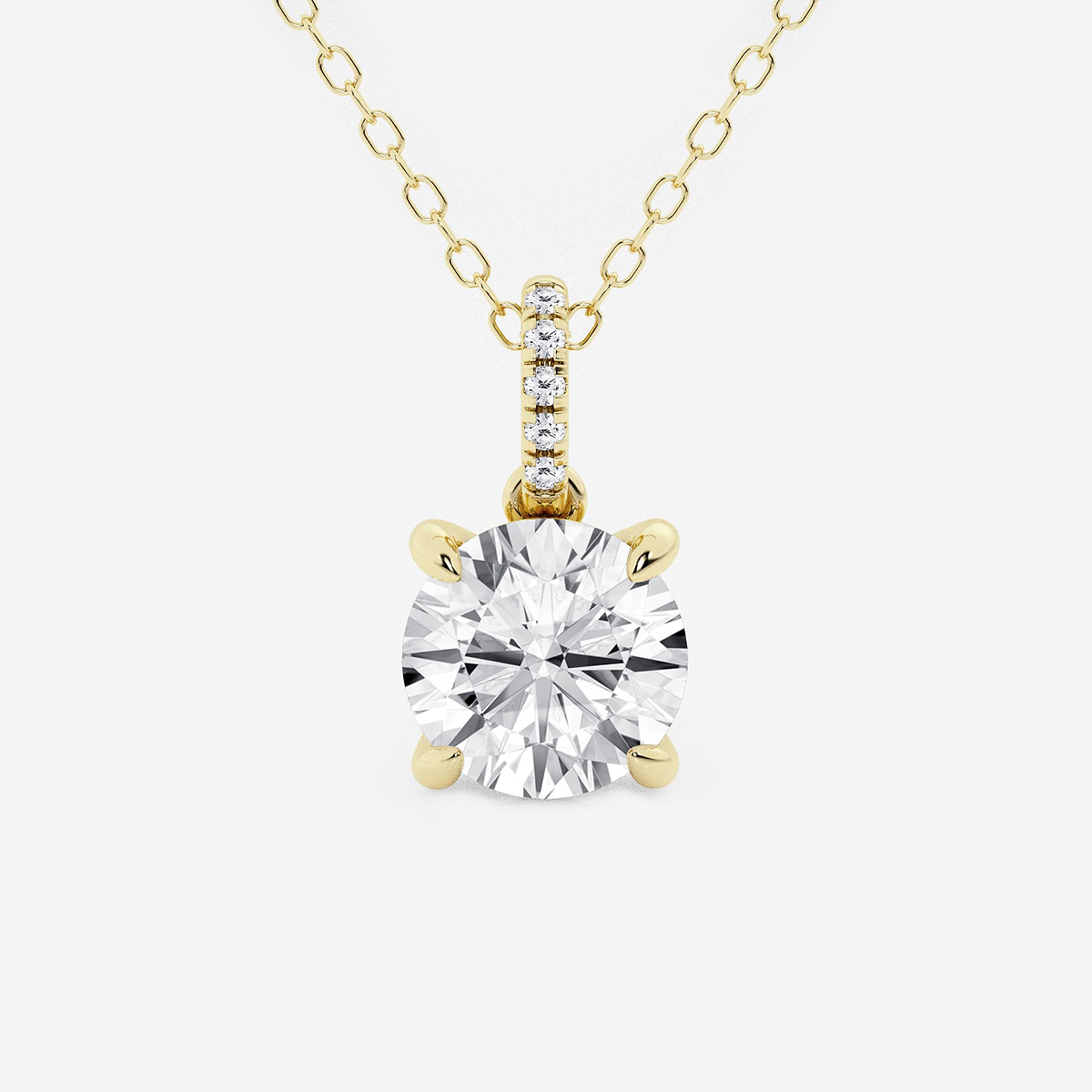1 1/2 ctw Round Lab Grown Diamond Hidden Halo with Diamond Bail Pendant