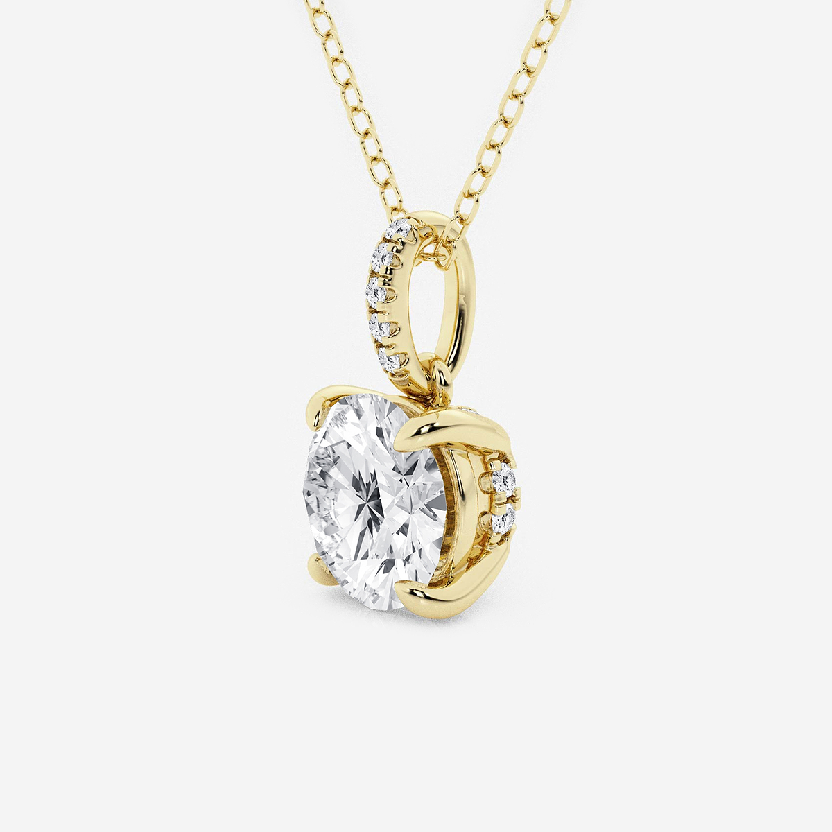 Additional Image 1 for  1 1/2 ctw Round Lab Grown Diamond Hidden Halo with Diamond Bail Pendant