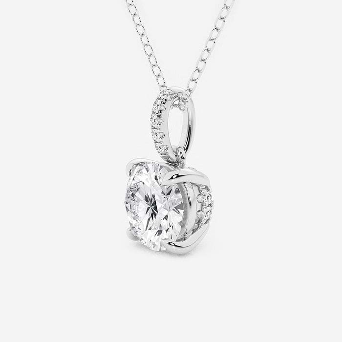 Hidden Halo with Diamond Bail Round Fashion Pendant