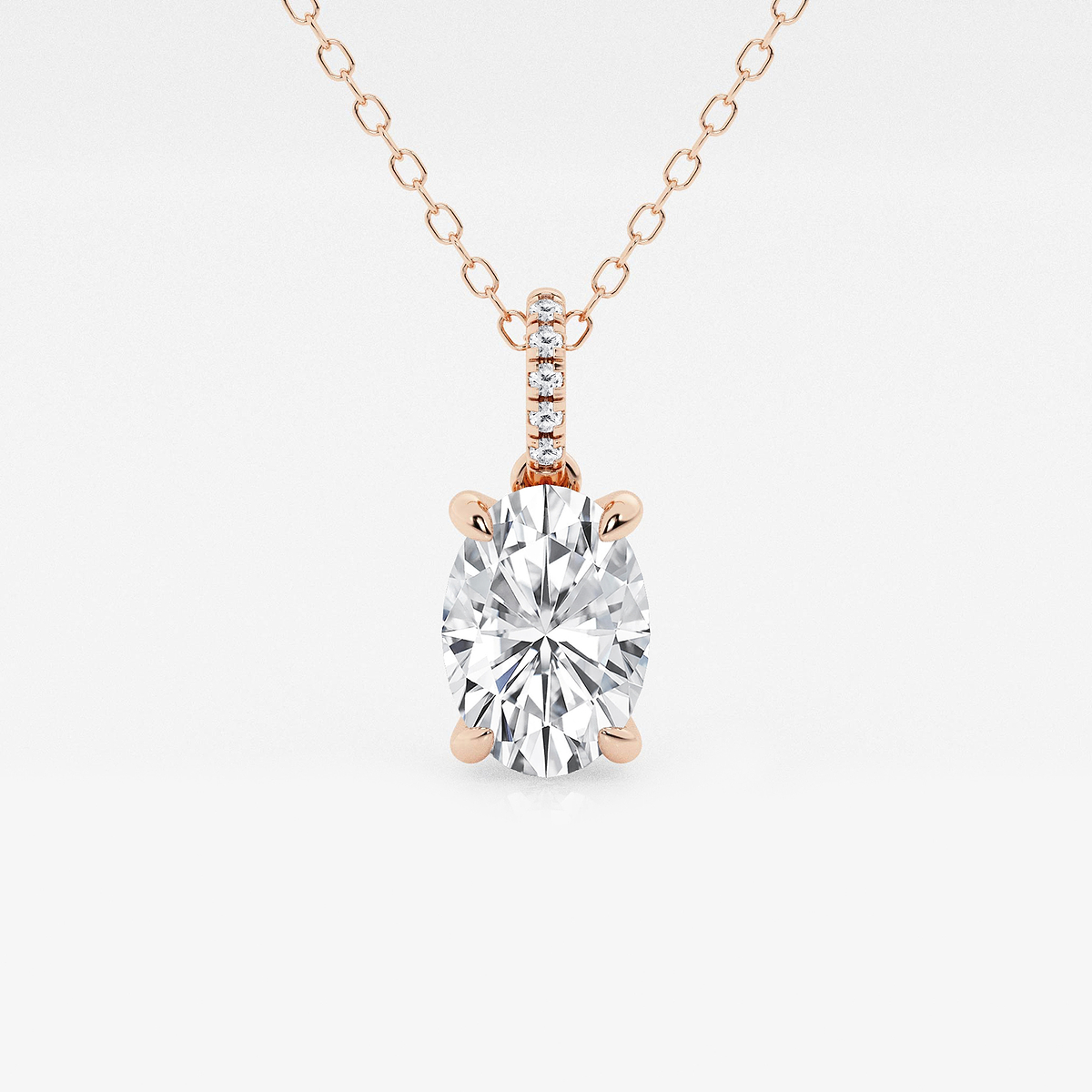 1 1/2 ctw Oval Lab Grown Diamond Hidden Halo with Diamond Bail Pendant