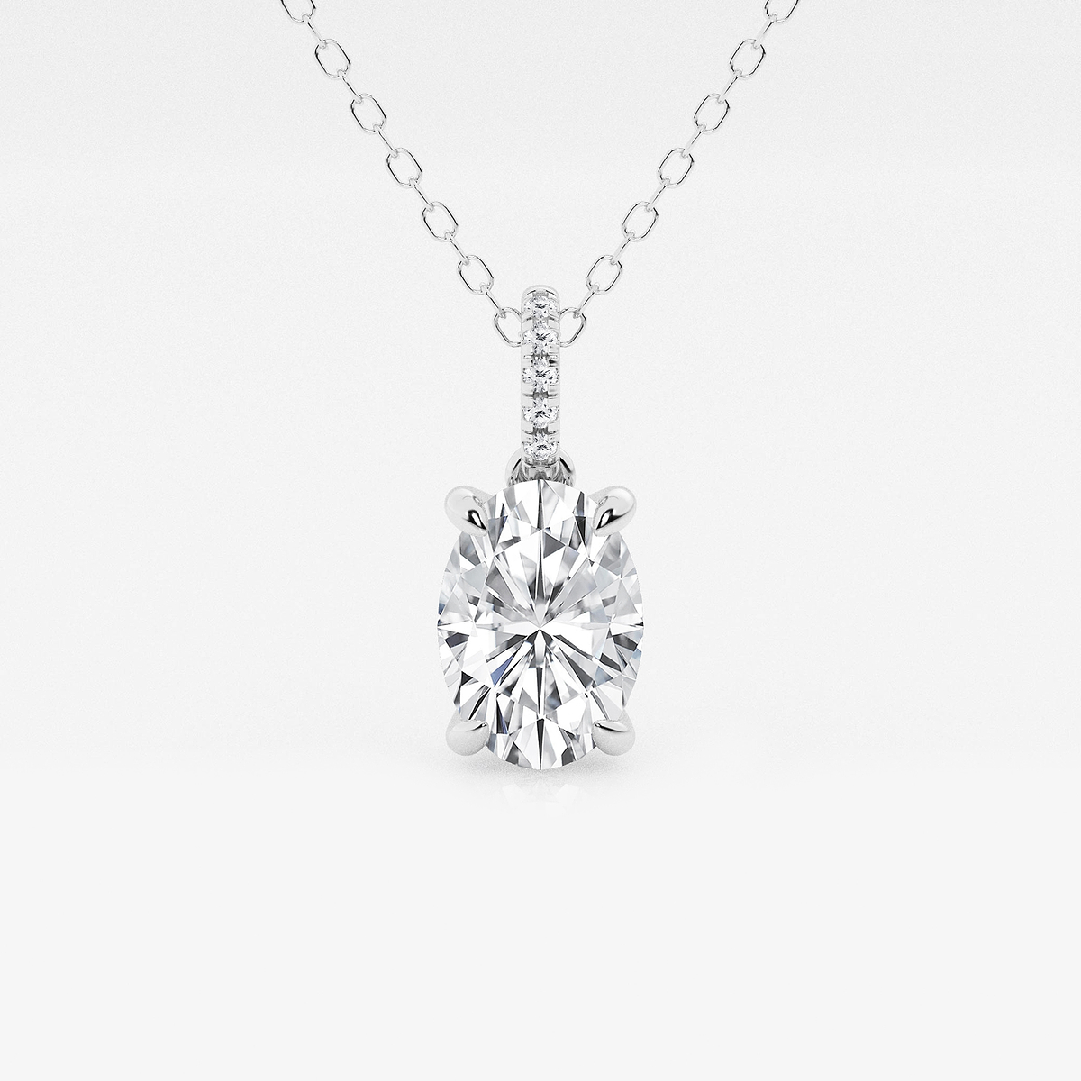 1 1/2 ctw Oval Lab Grown Diamond Hidden Halo with Diamond Bail Pendant