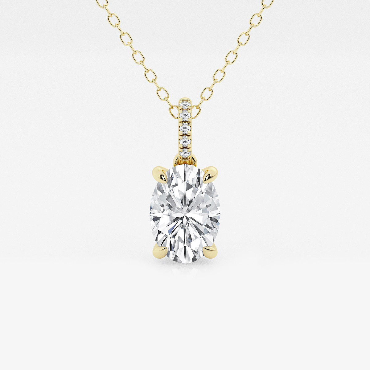 1 1/2 ctw Oval Lab Grown Diamond Hidden Halo with Diamond Bail Pendant