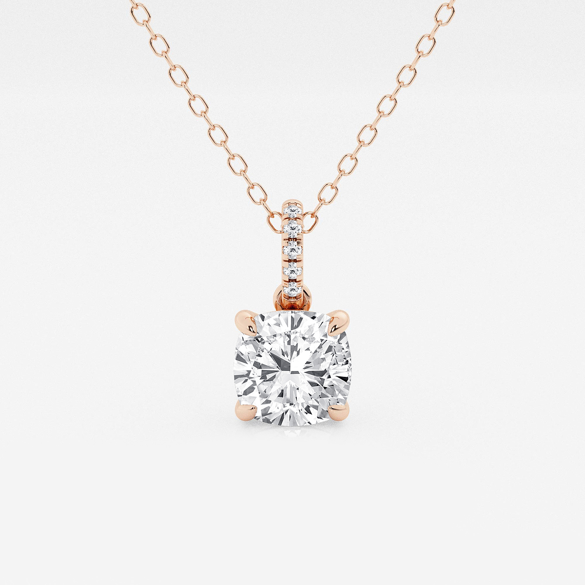 1 1/2 ctw Cushion Lab Grown Diamond Hidden Halo with Diamond Bail Pendant